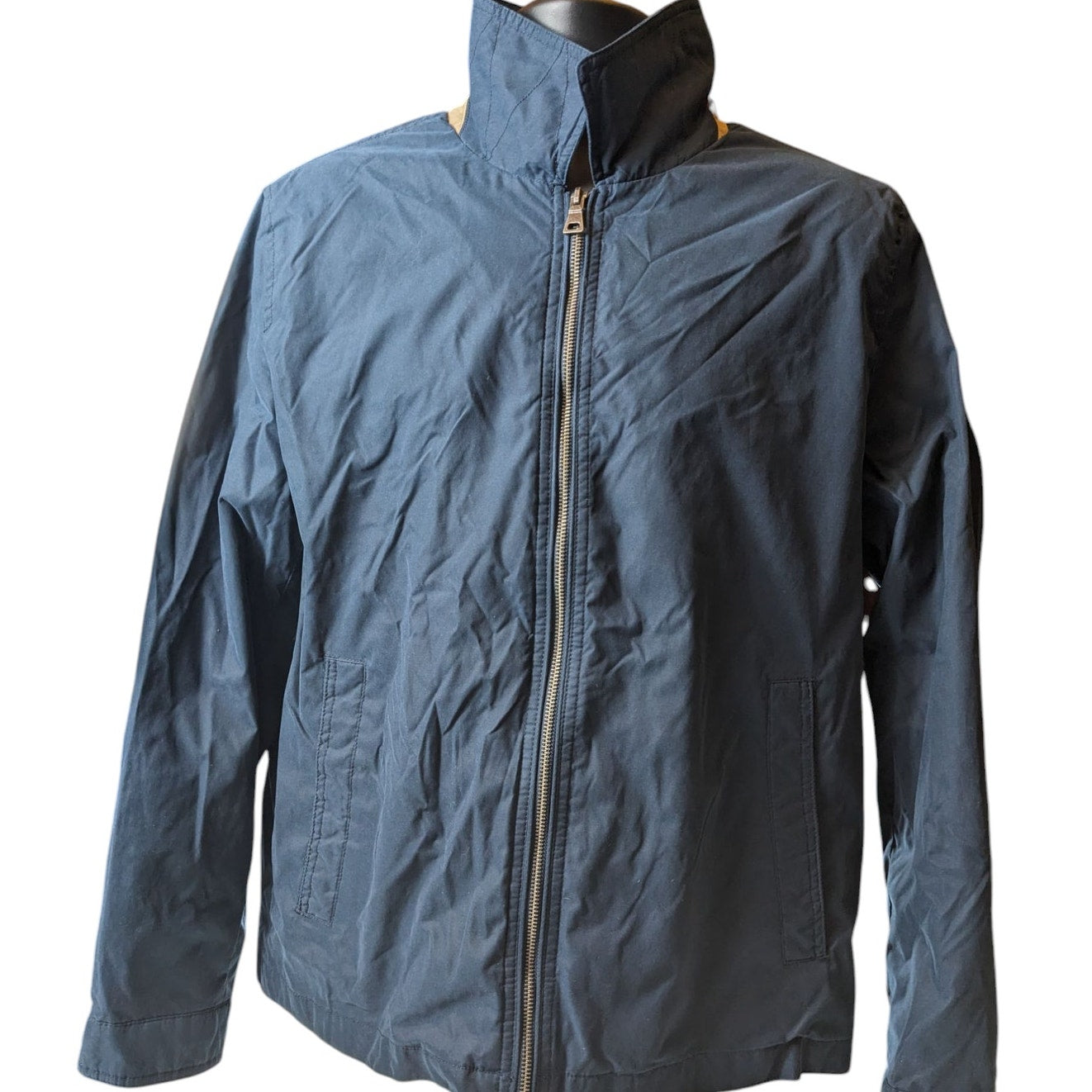 Black Rivet Jacket Men Large Lightweight Windbreaker Gingham Check Streetwear