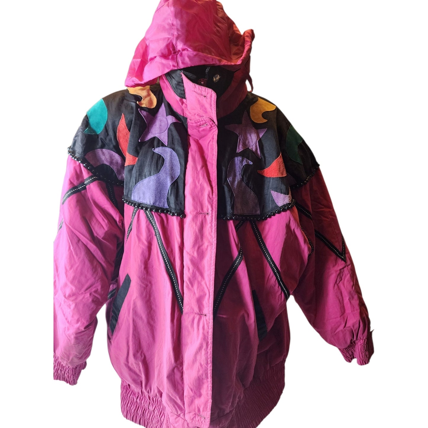 Mulberry Street Ski Jacket Womens Medium Colorblock Fleece Winter 80s 90 Vibes