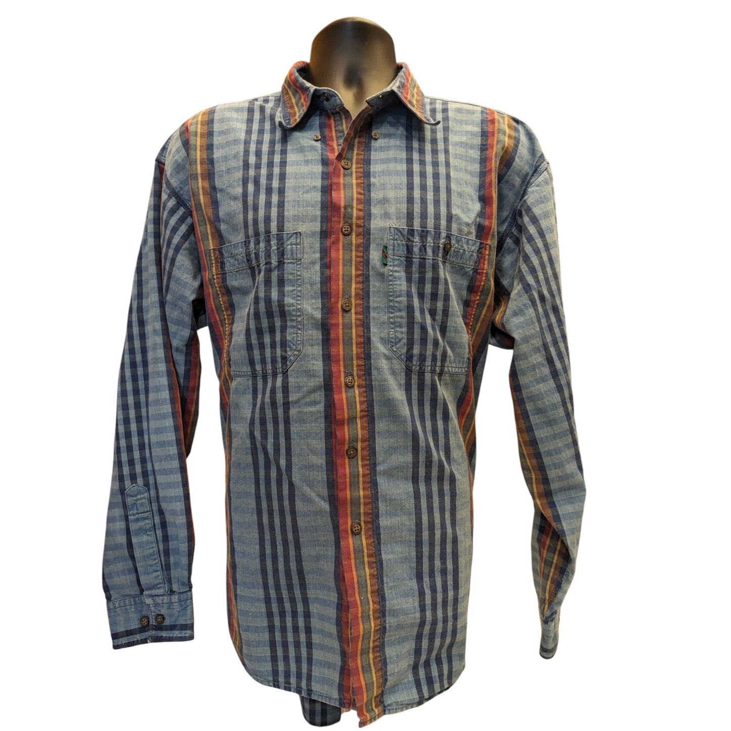 Colours by Alexander Julian Shirt Mens XL Plaid Cotton Long Sleeve Vintage Style