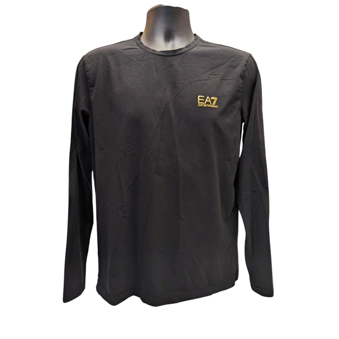 Emporio Armani EA7 Shirt Mens XL Black Long Sleeve Logo Streetwear Athleisure