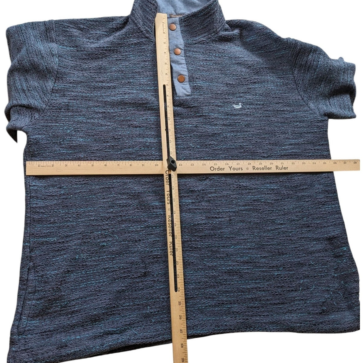 Southern Marsh Sweater Mens XL Pullover Blue Quarter Snap Mock Neck Preppy