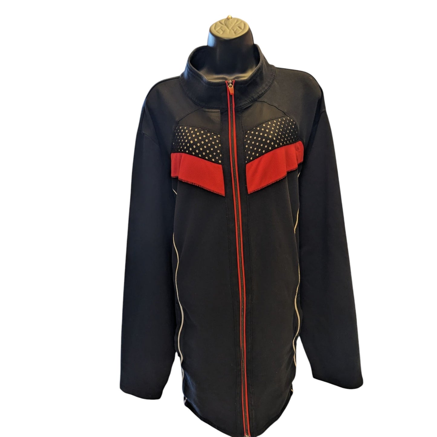 Catherines Top Womens 5X Track Jacket Zip Plus Size 34/36W Rhinestone Activewear