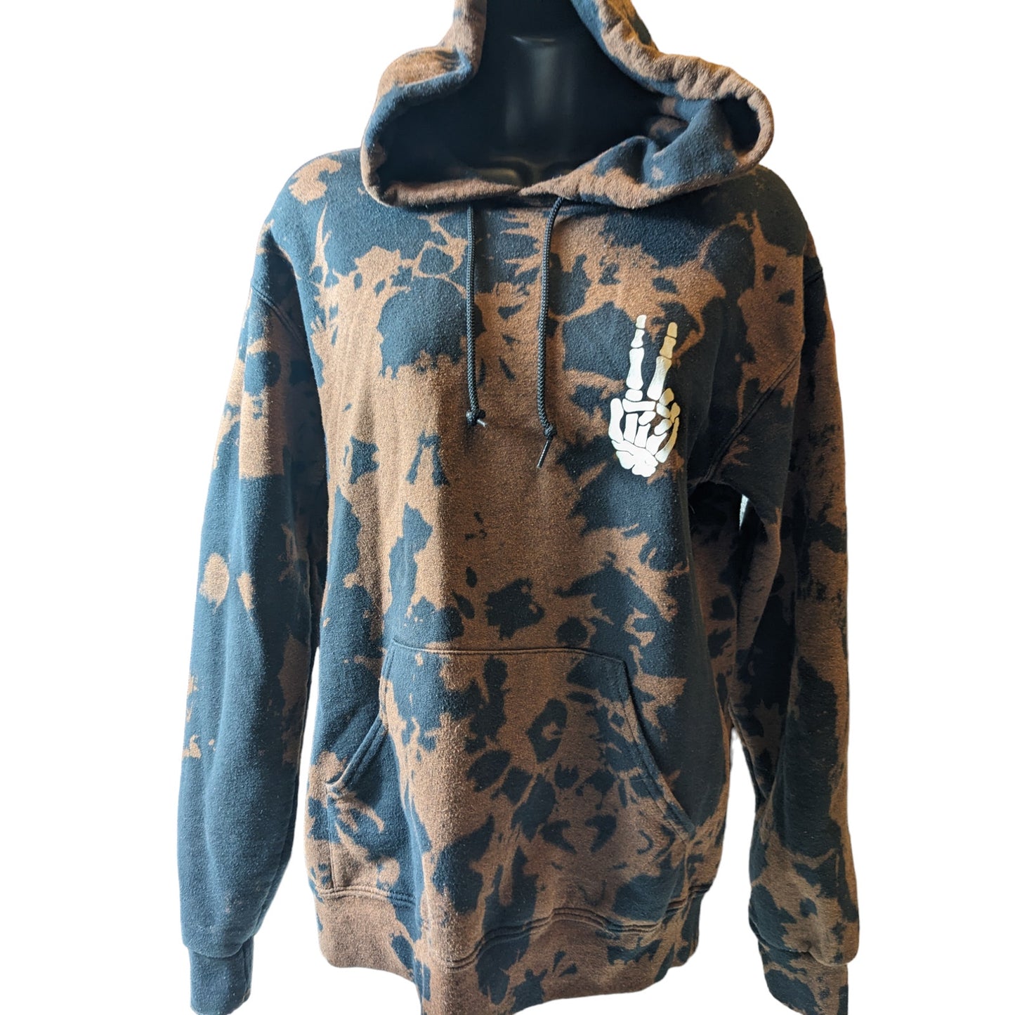 Bowery Supply Hoodie Men Small Tie Dye Style Skeleton Peace Pullover Sweatshirt