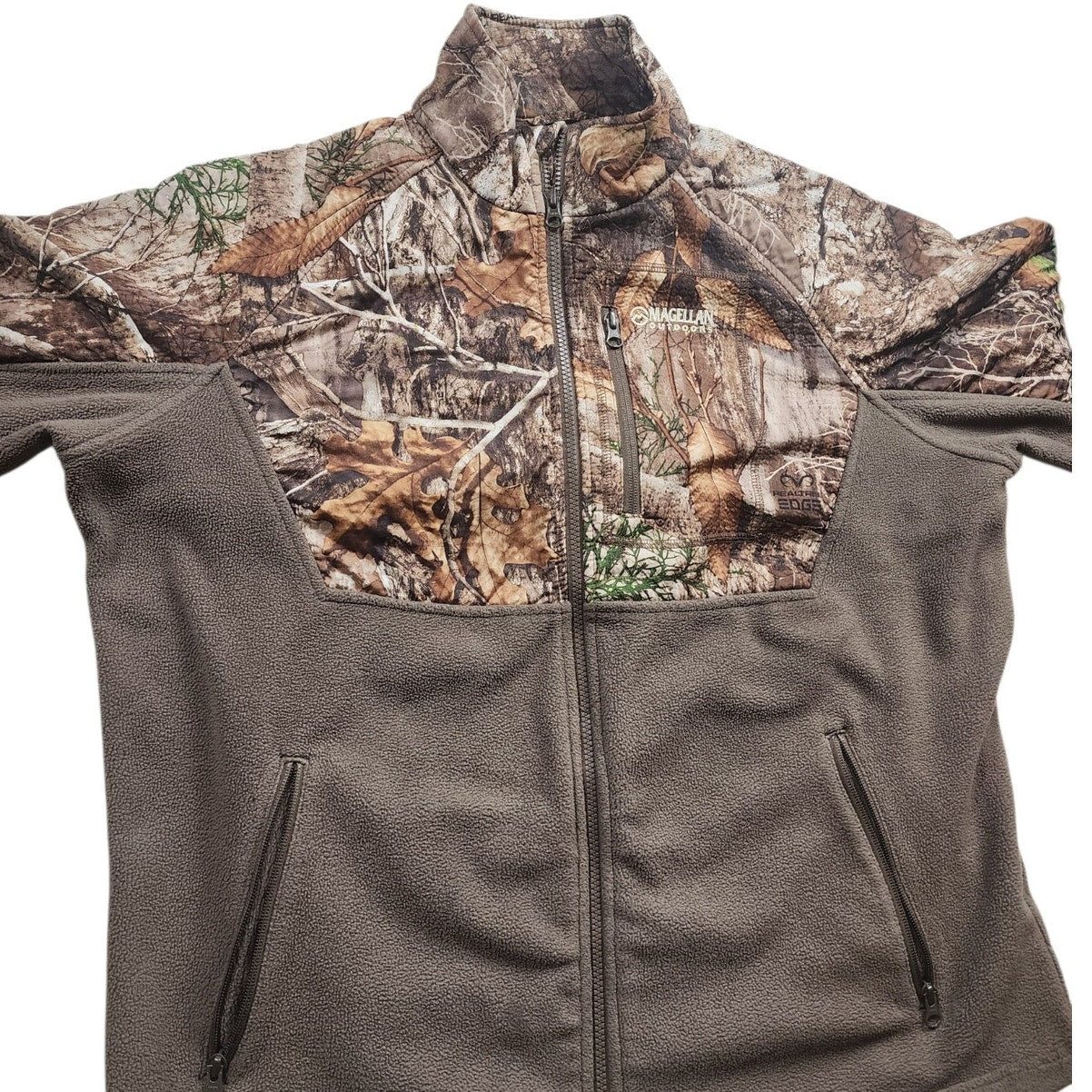Magellan Outdoors Mens Large Realtree Edge Camo Zip Fleece Jacket Hunting Hiking