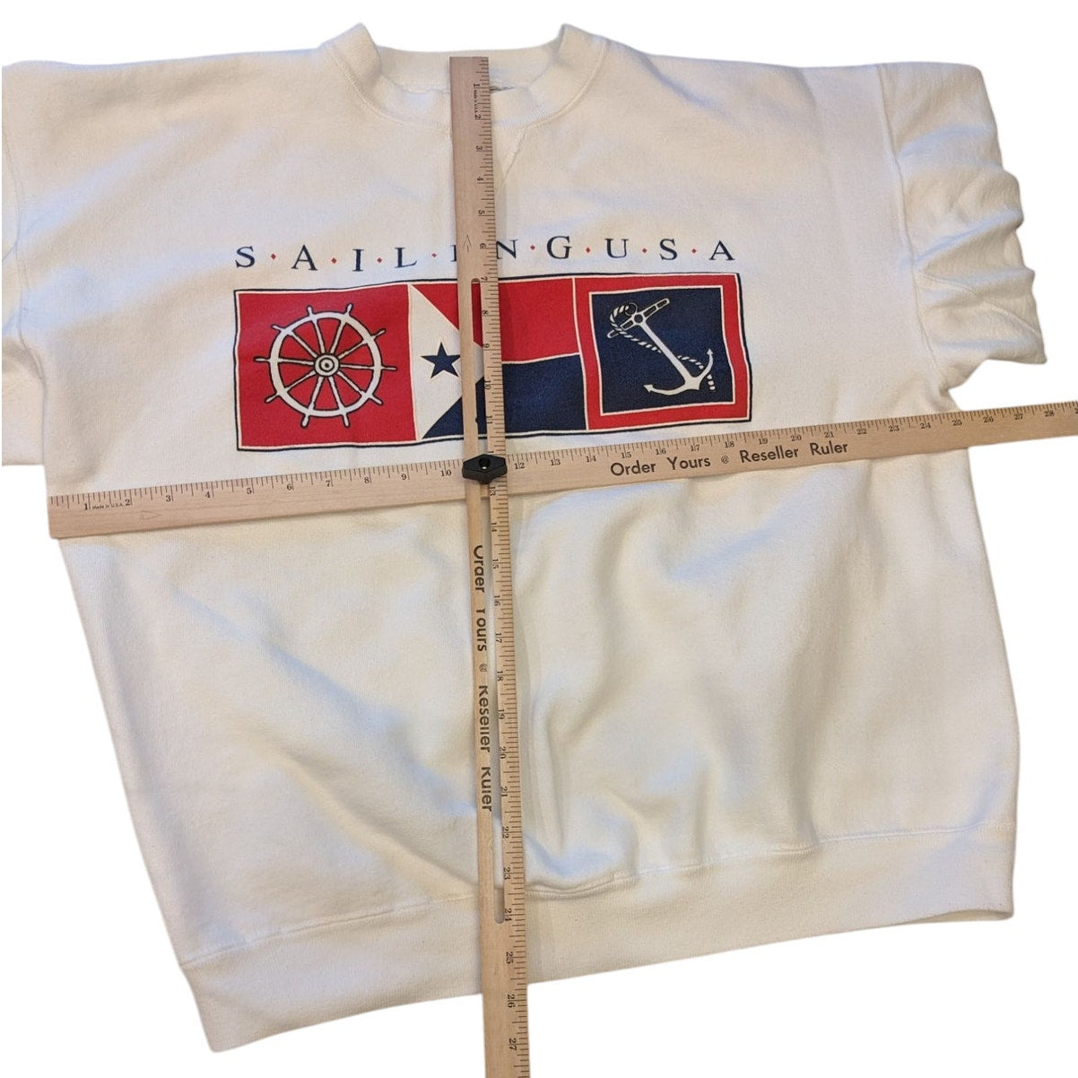 Vintage Galt Sand Sailing USA Sweatshirt Mens XL Crewneck Flag Anchor Pullover