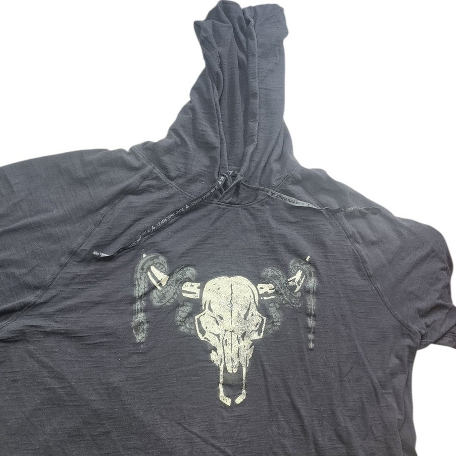 Under Armour Project Rock Hoodie Men XXL Bull Skull Graphic Short Sleeve Loose