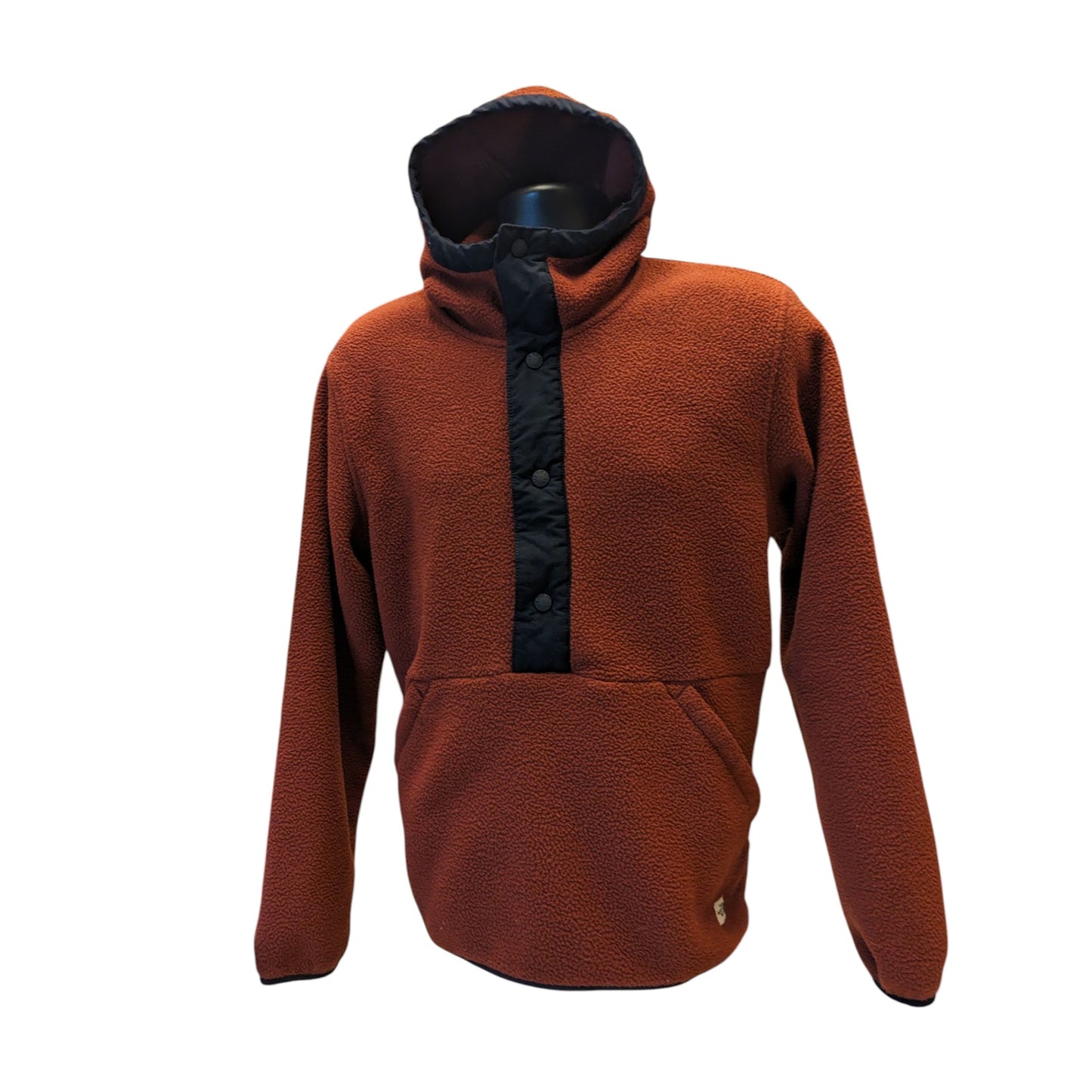 North Face Hoodie Mens Medium Pullover Fleece Jacket Rust Brown Kangaroo Pocket