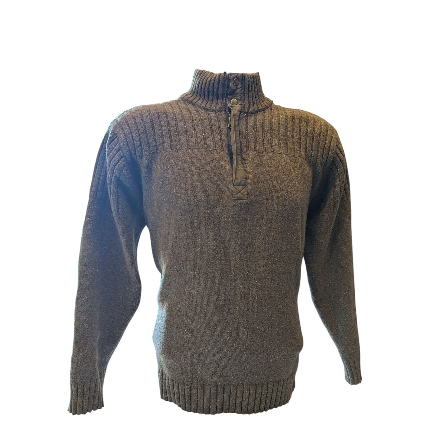 Columbia Sweater Mens Medium XCO Quarter Snap Gray Wool Blend Pullover Mock Neck