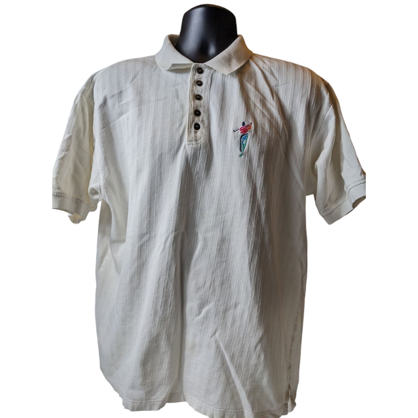 Vintage Cotton Traders Polo Shirt Mens Large White Embroidered Golfer 90s Retro
