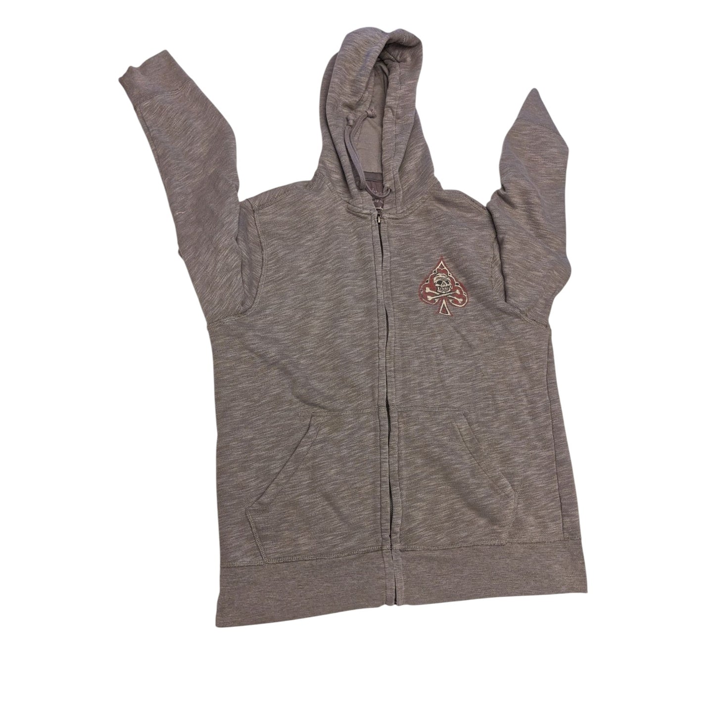 Lucky Brand Hoodie Women Large Men Medium Skull Spade California Sweatshirt