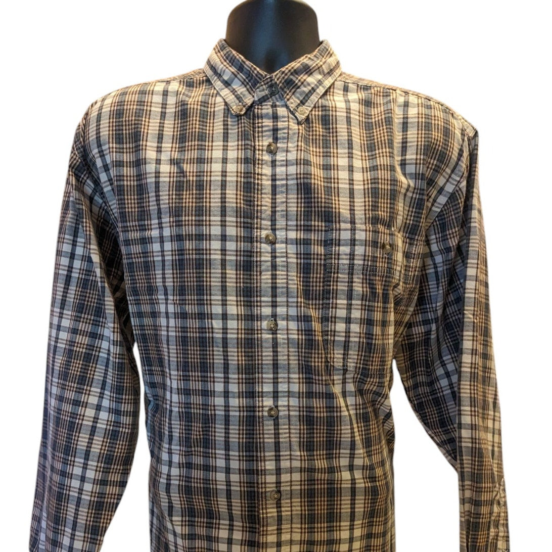 Wrangler Rugged Wear Button Up Shirt Mens XL Plaid Long Sleeve Cotton Workwear