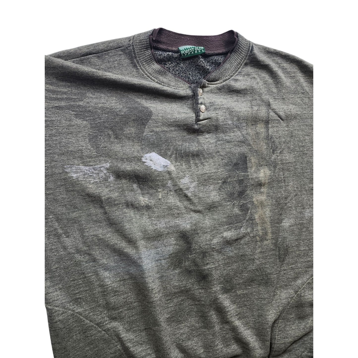 Forest Glen Henley Shirt XL Long Sleeve Sweater Eagle Wildlife Pullover Vintage