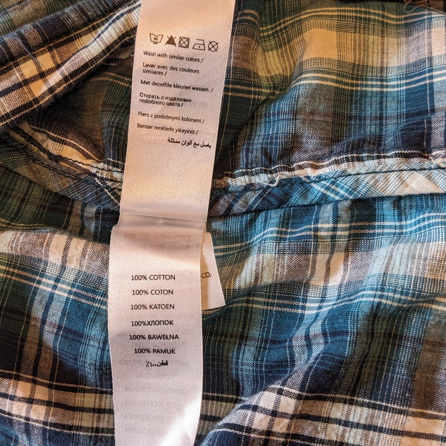 New Look Hoodie Mens Medium/Large Blue Plaid Lightweight Hooded Jacket British