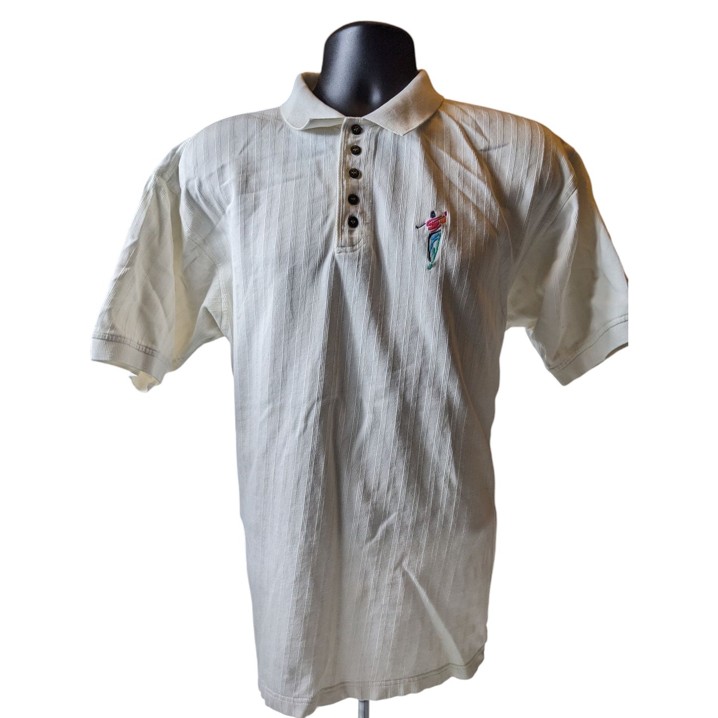 Vintage Cotton Traders Polo Shirt Mens Large White Embroidered Golfer 90s Retro