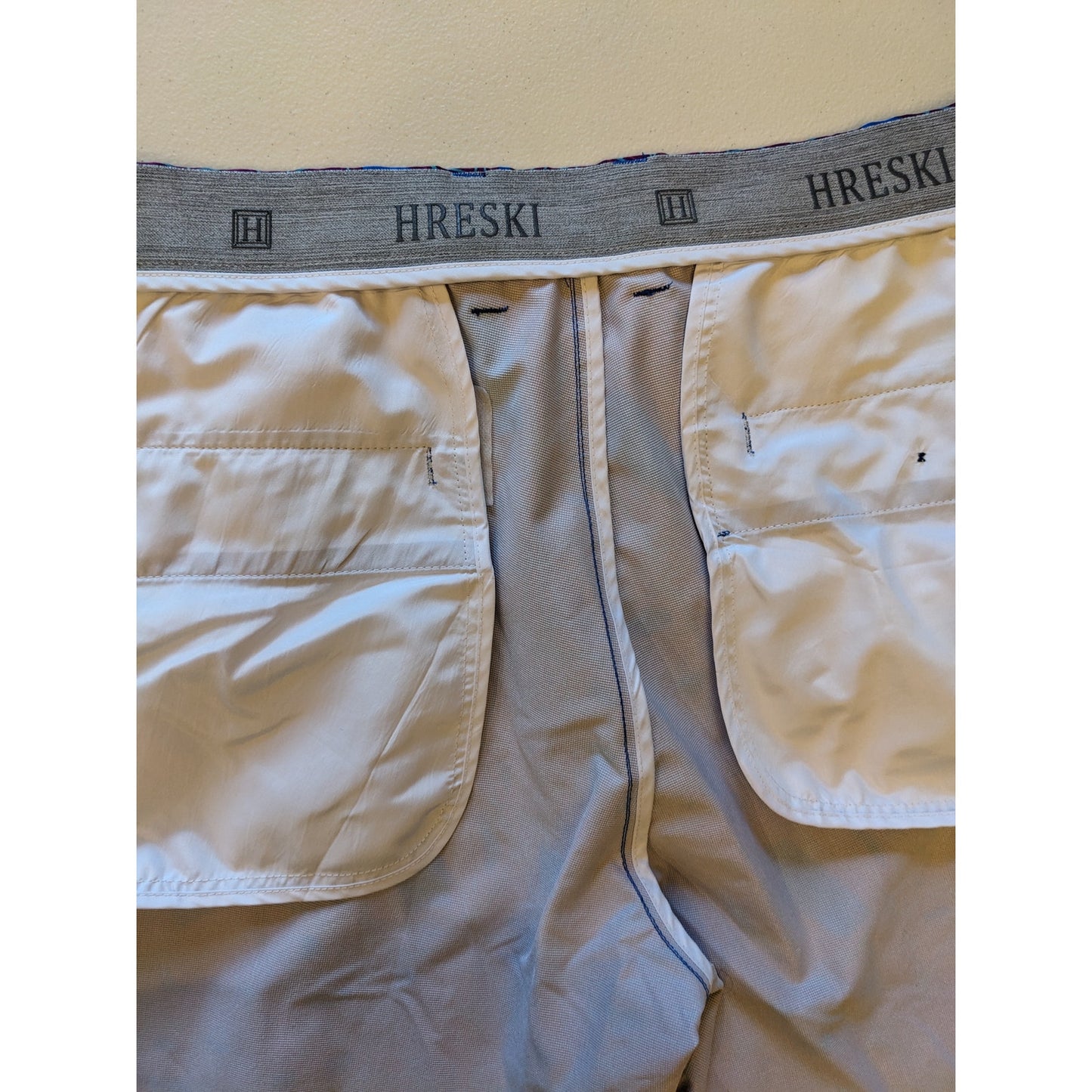 Hreski Golf Pants Mens 32 Bold Purple Blue Abstract Geometric Polyester Spandex