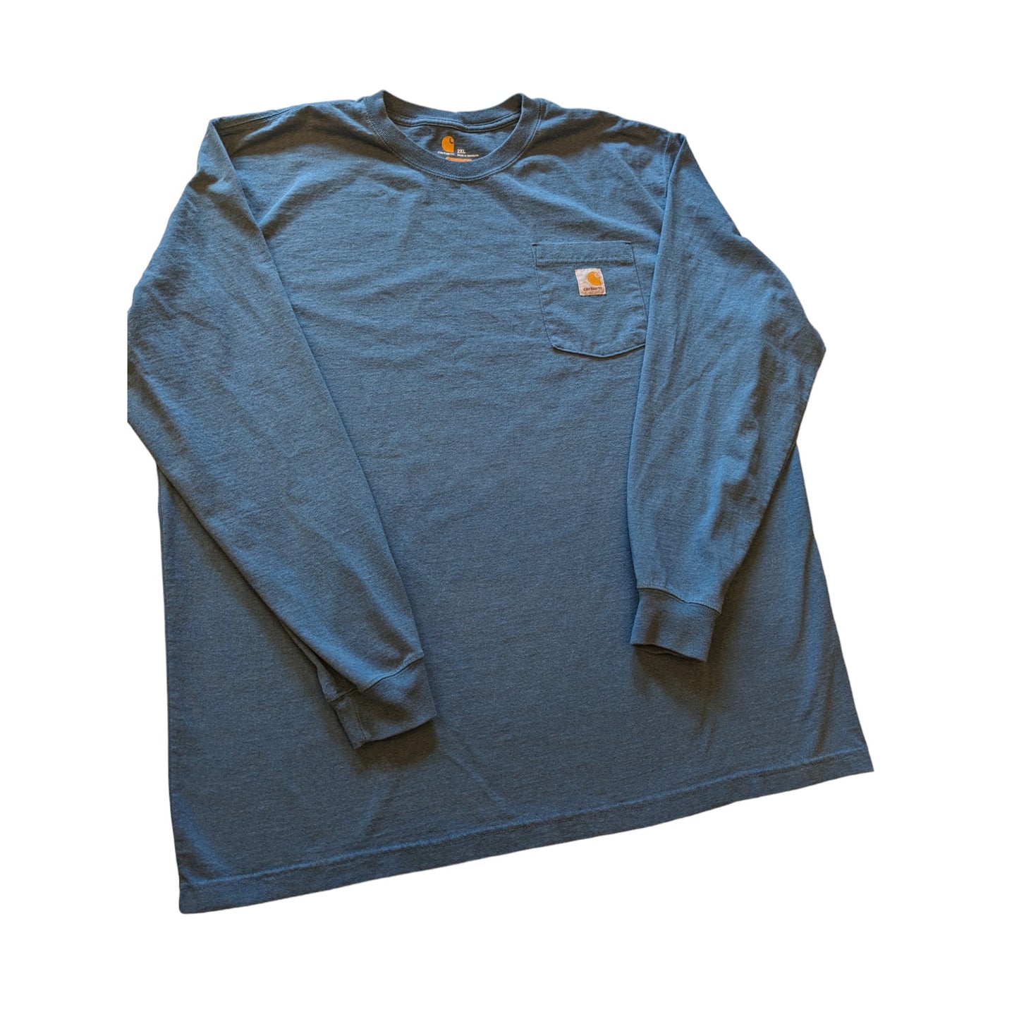Carhartt Shirt Mens 2XL Blue Long Sleeve Original Fit Pocket Tee Workwear Rugged