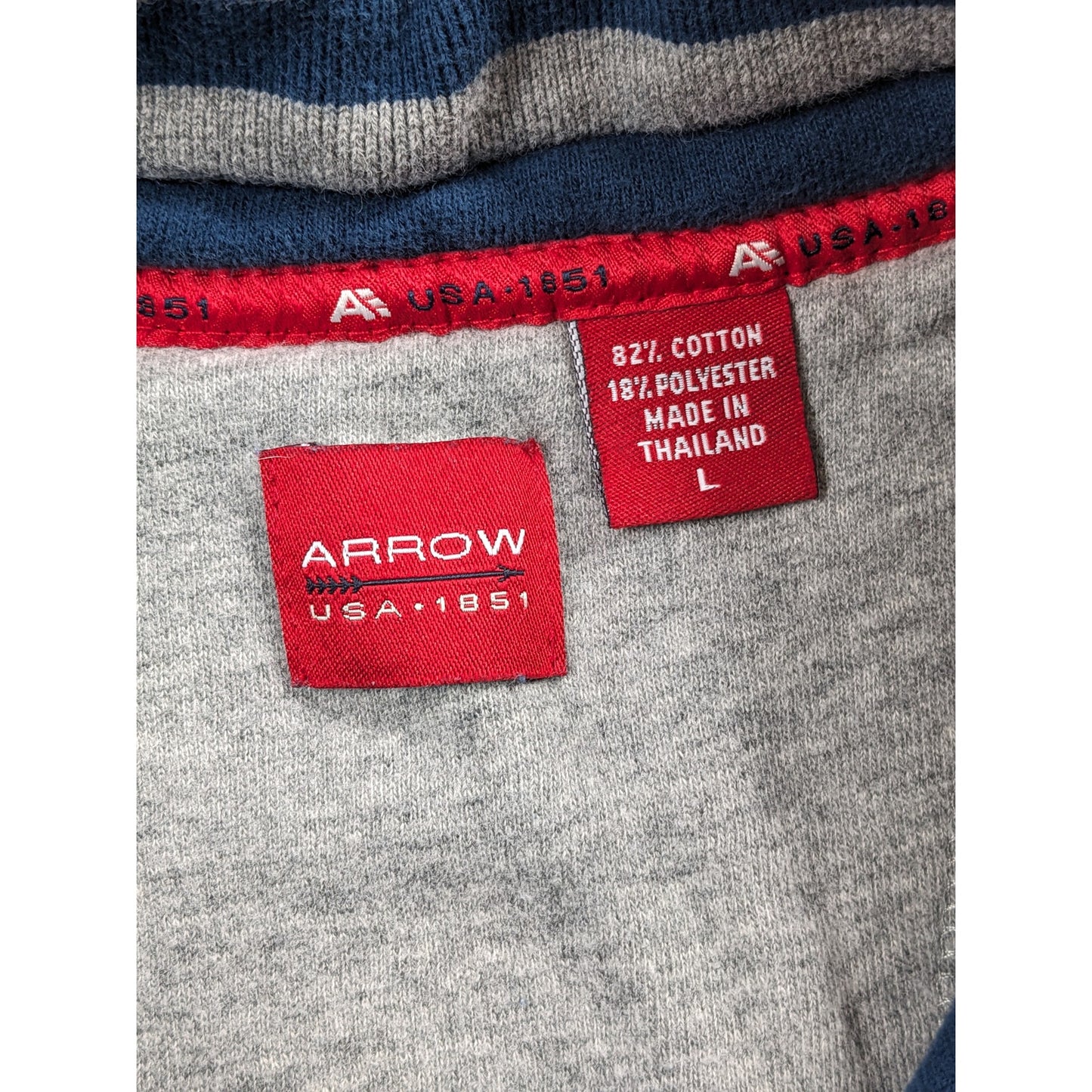 Arrow Sweatshirt Mens Large Blue 1/4 Zip Fleece Pullover Cozy Layer