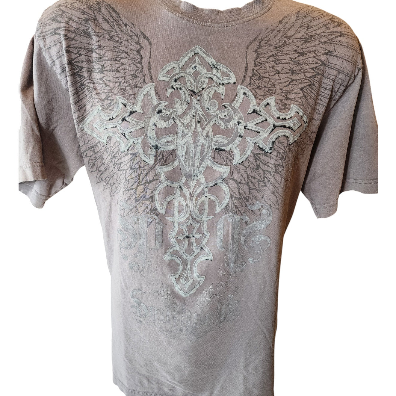 Southpole Shirt Premium Graphic Tee Mens Large Gothic Cross Angel Wings Grunge