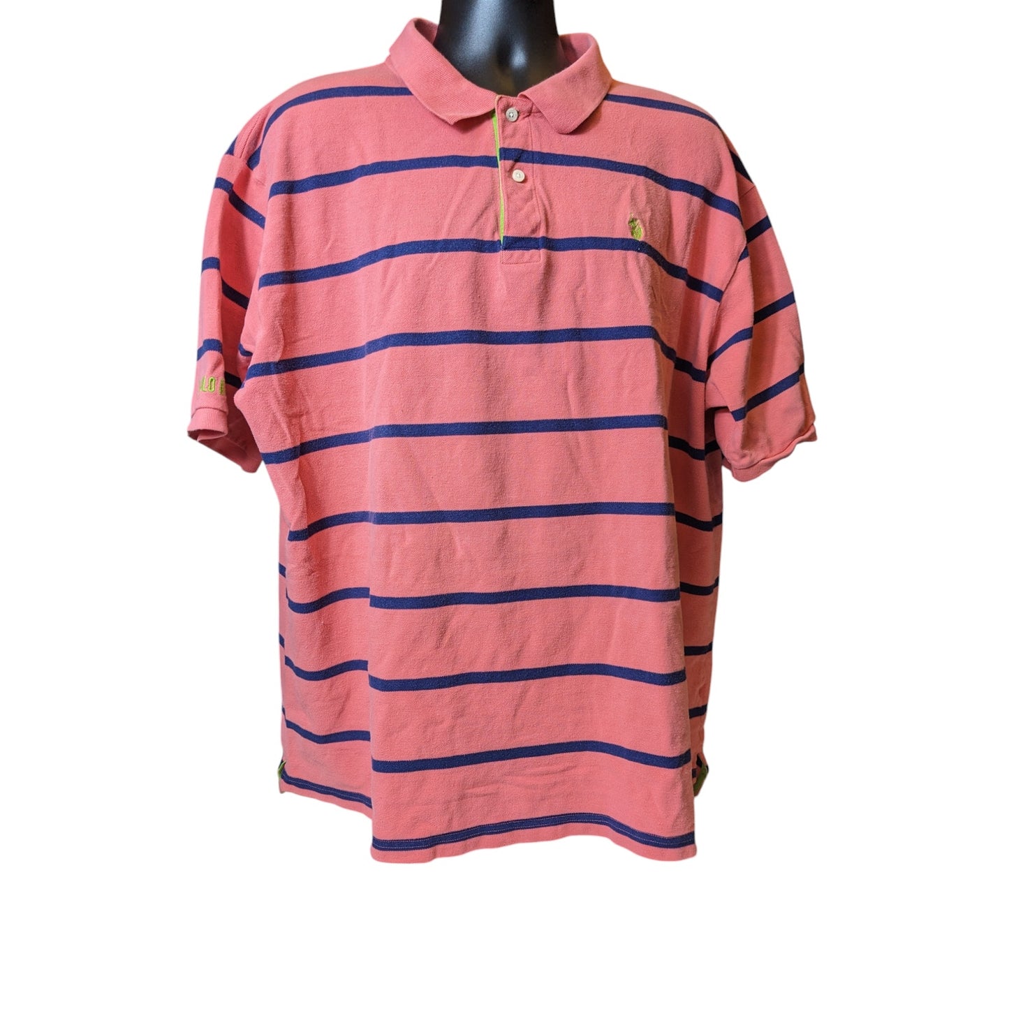 U.S. Polo Assn. Coral Polo Shirt Mens 3XLT Striped Short Sleeve Cotton Classic