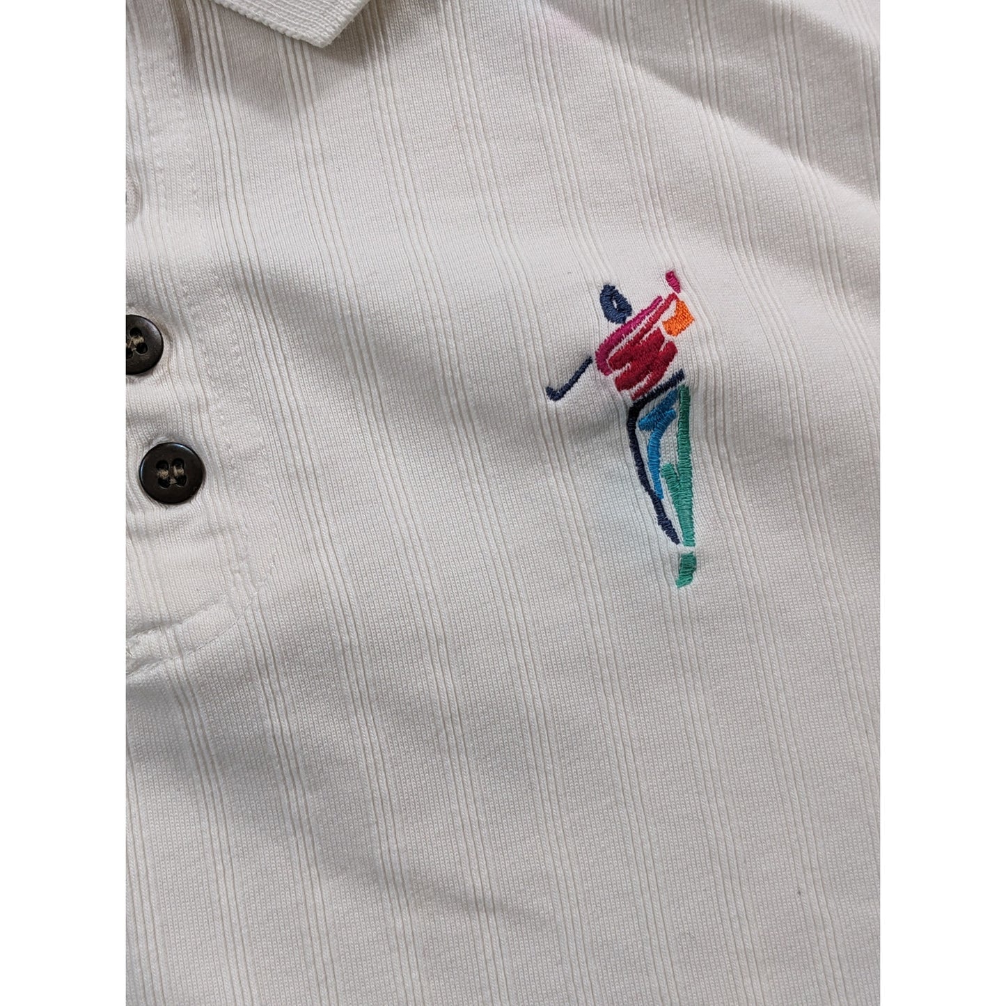 Vintage Cotton Traders Polo Shirt Mens Large White Embroidered Golfer 90s Retro