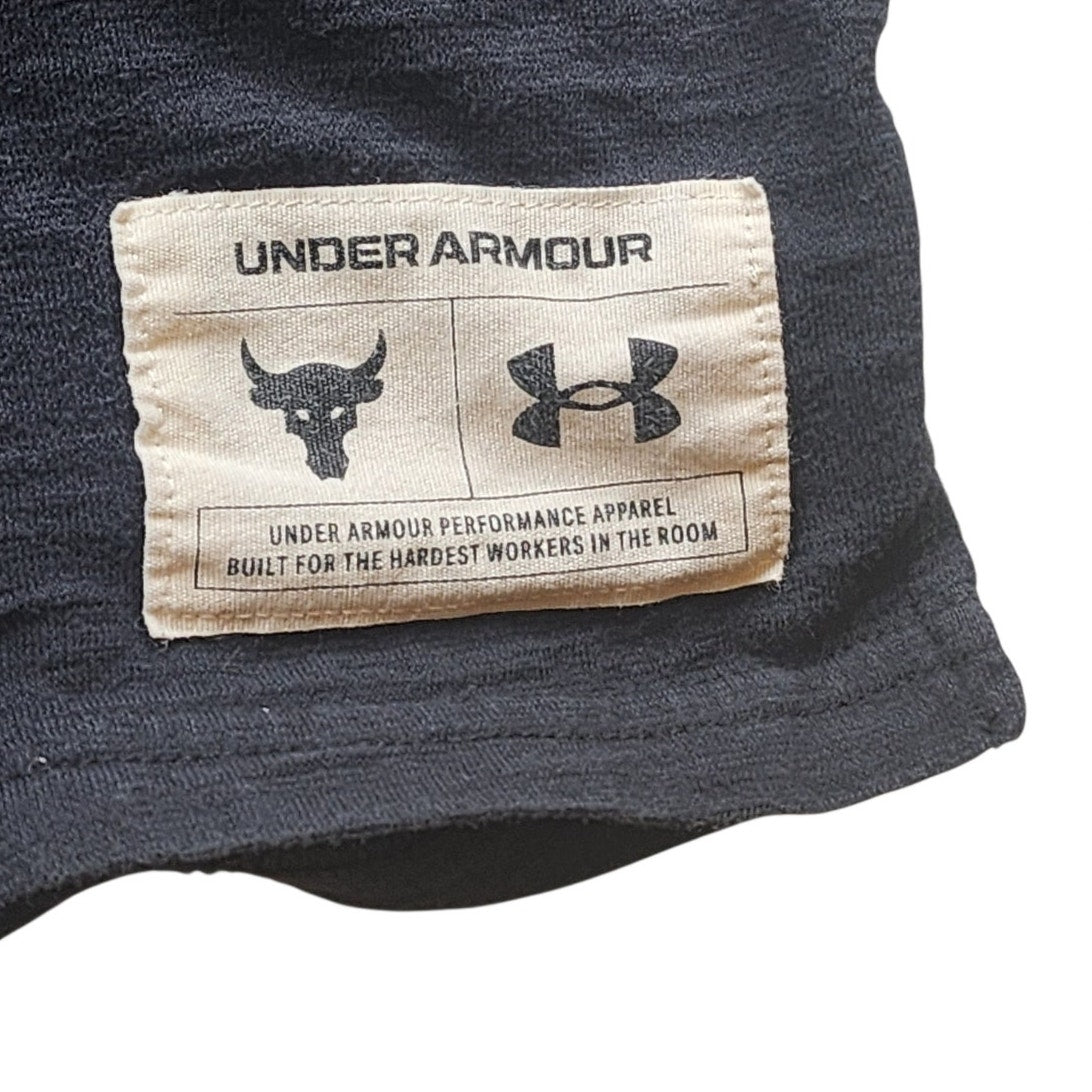 Under Armour Project Rock Hoodie Men XXL Bull Skull Graphic Short Sleeve Loose
