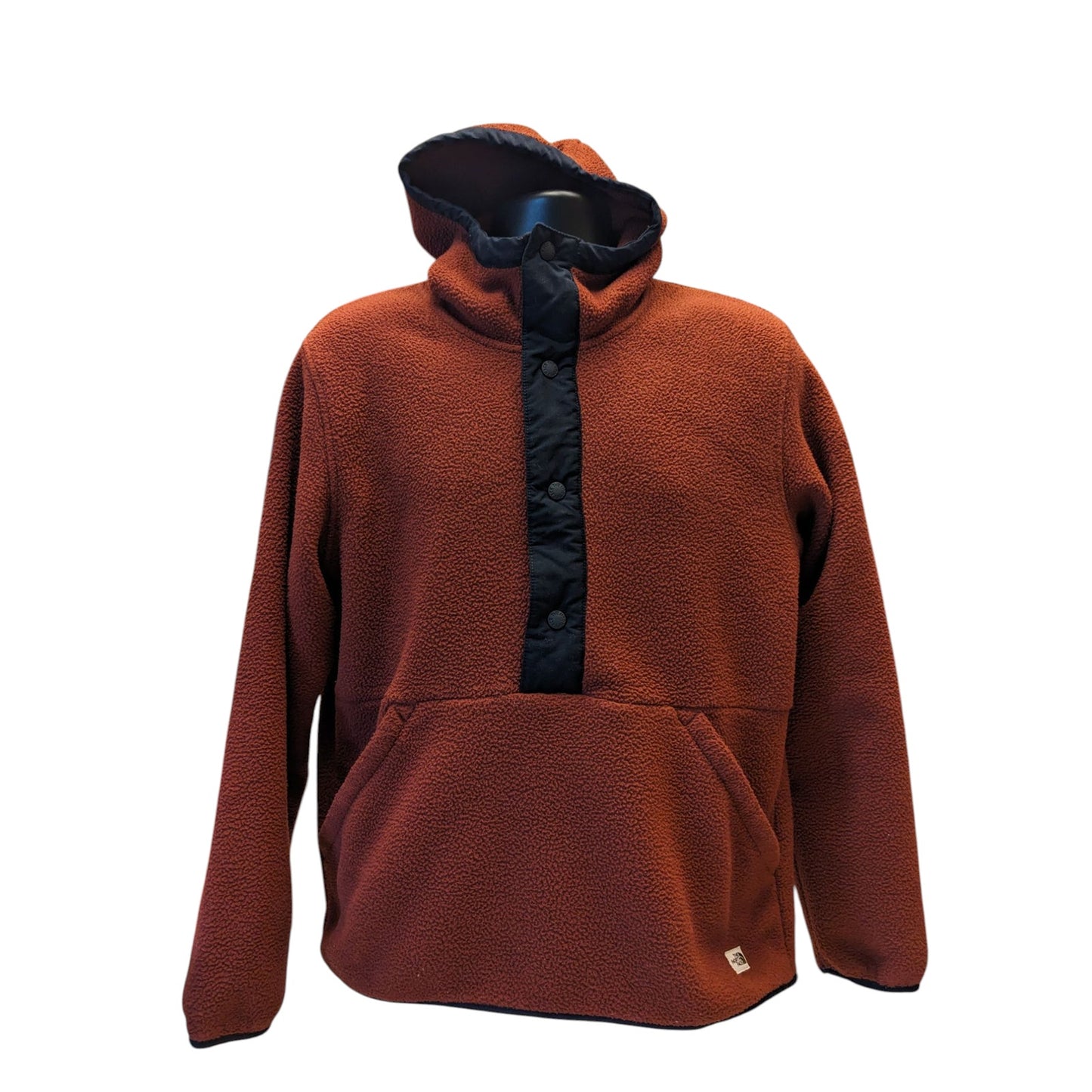 North Face Hoodie Mens Medium Pullover Fleece Jacket Rust Brown Kangaroo Pocket