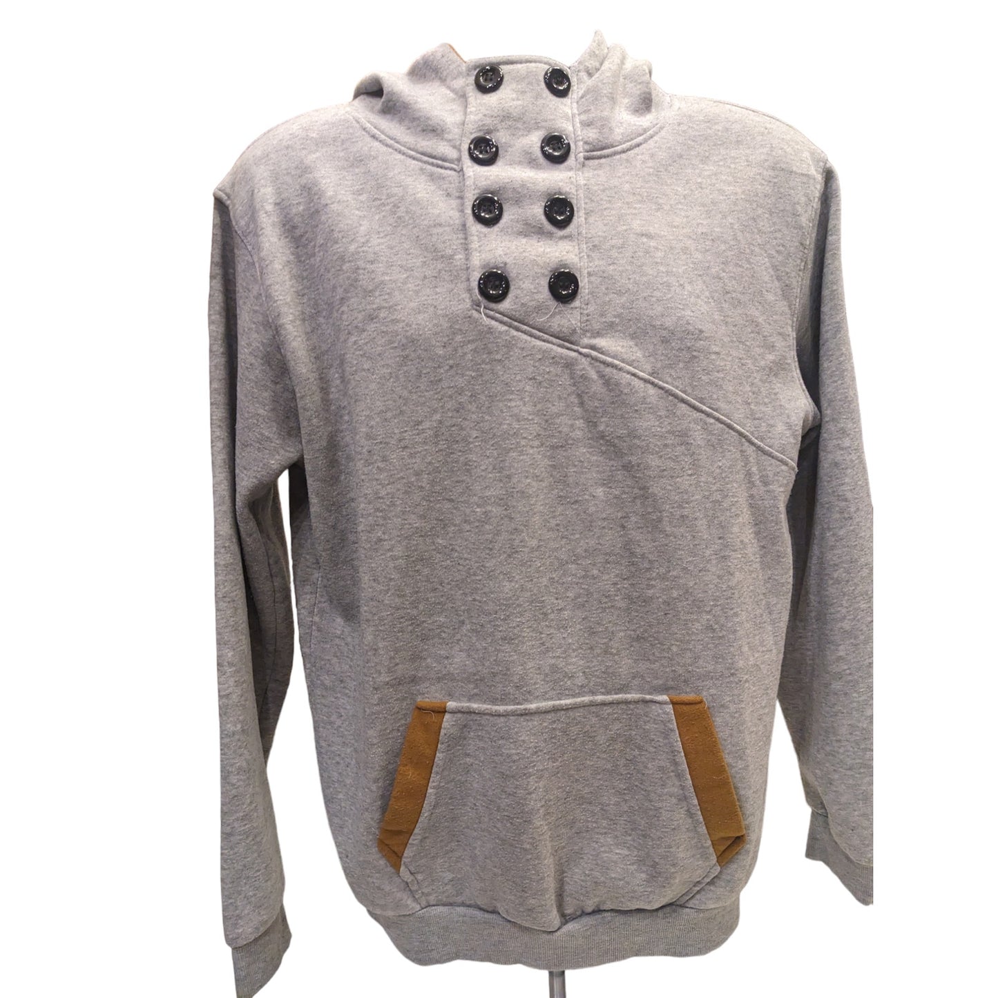 SPOP Hoodie Sweatshirt Womens XXL Pullover Buttons Gray Brown Athleisure Urban