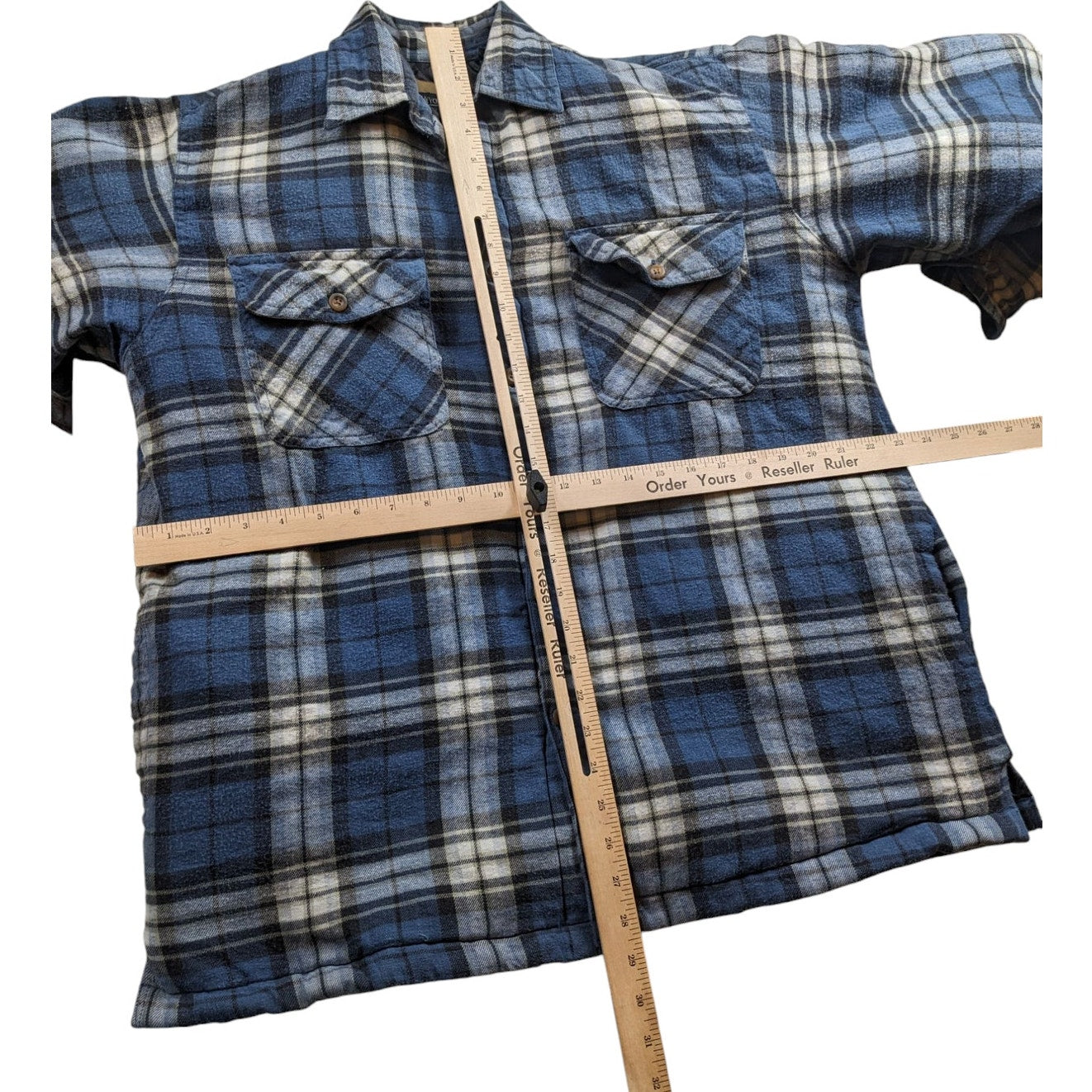 Canyon Guide Outfitters Quilted Flannel Jacket Mens Large Blue Plaid Shirt Coat