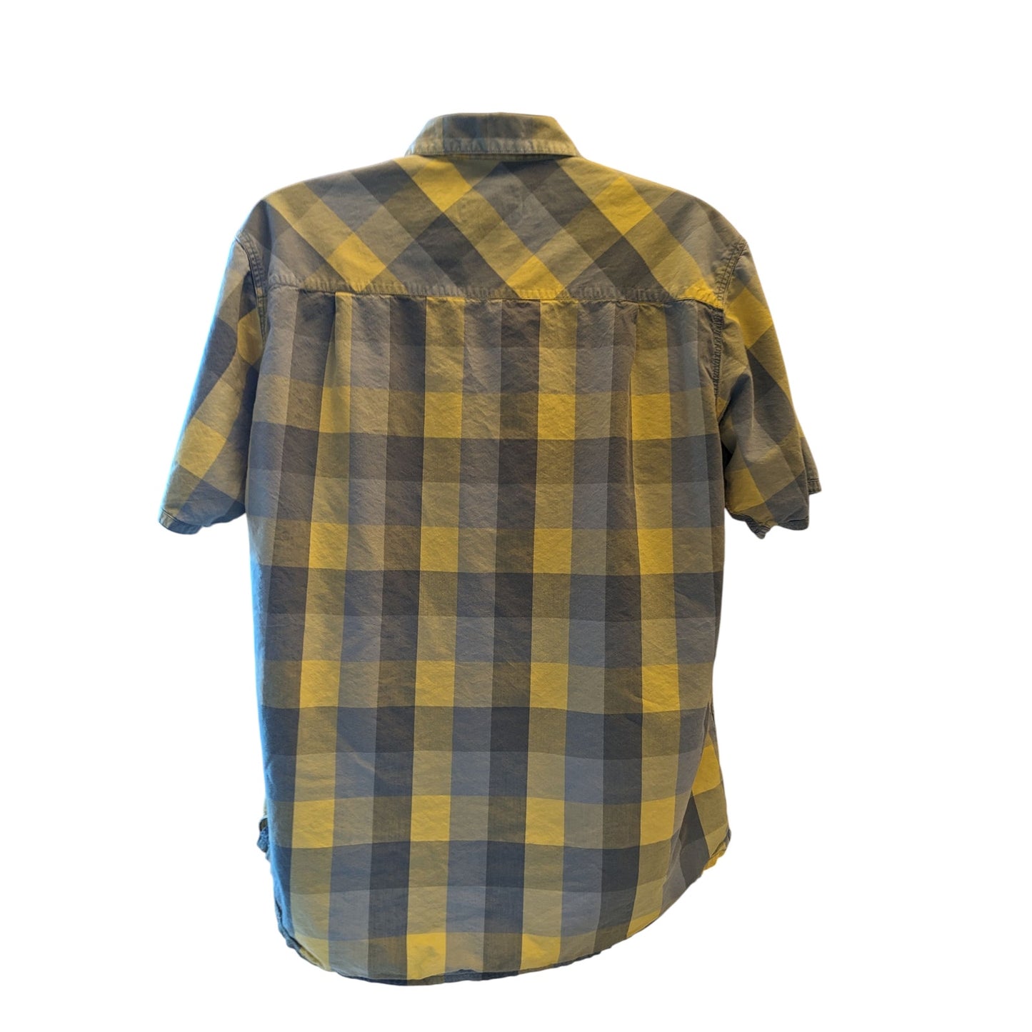 Simms Plaid Fishing Shirt Mens XL Yellow Short Sleeve Casual Outdoor Lightweight