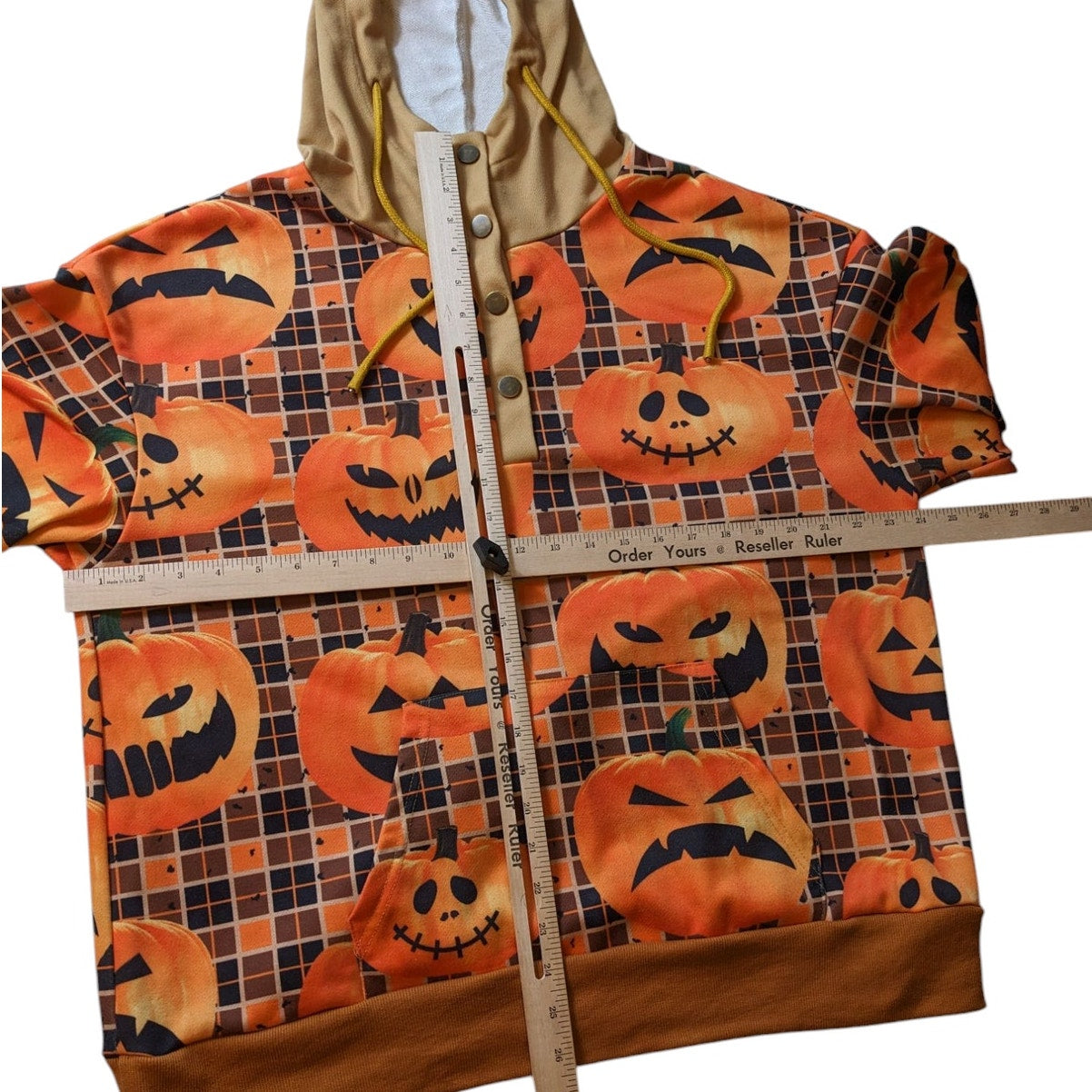 Misslook Halloween Hoodie Womens XL Pumpkin Jack O Lantern Pullover Sweatshirt