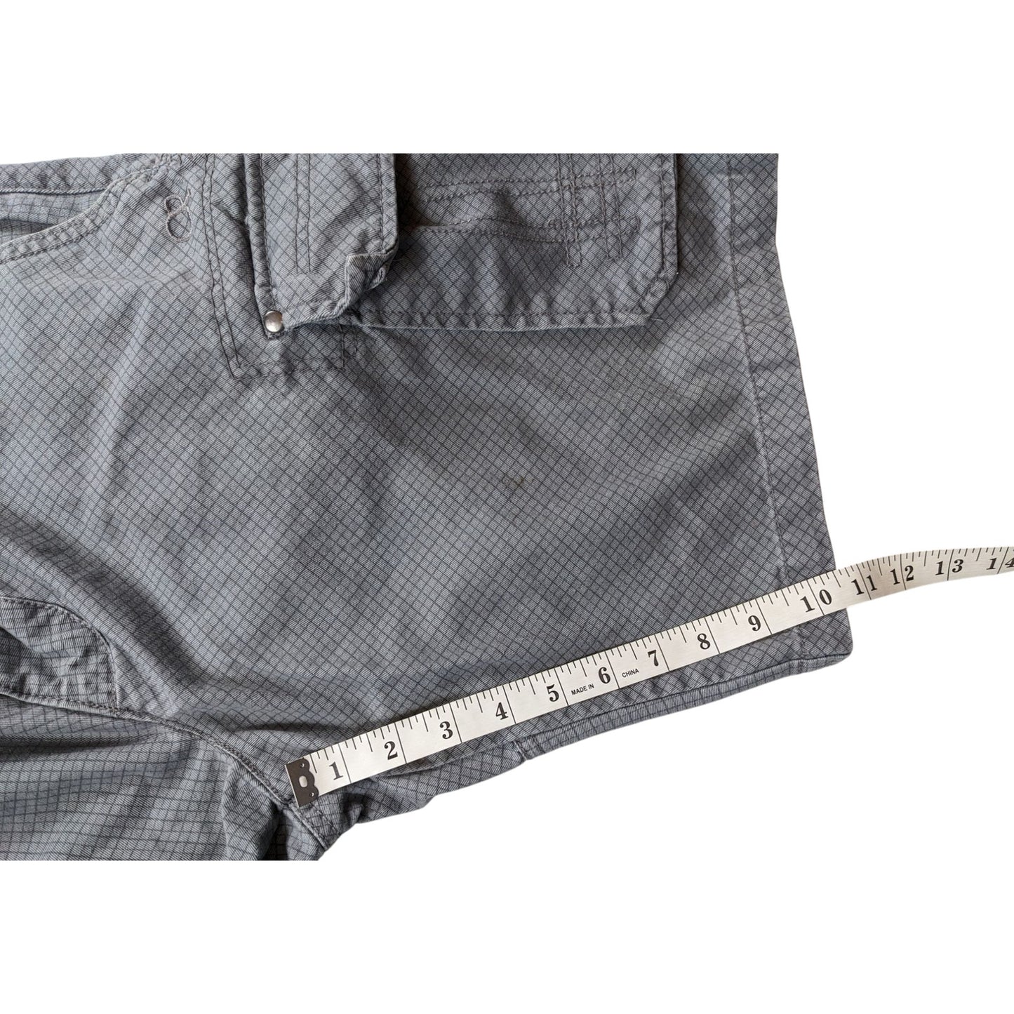 Ocean Pacific OP Mens 34 Cargo Shorts Utility Pockets Checkered Grid Pattern