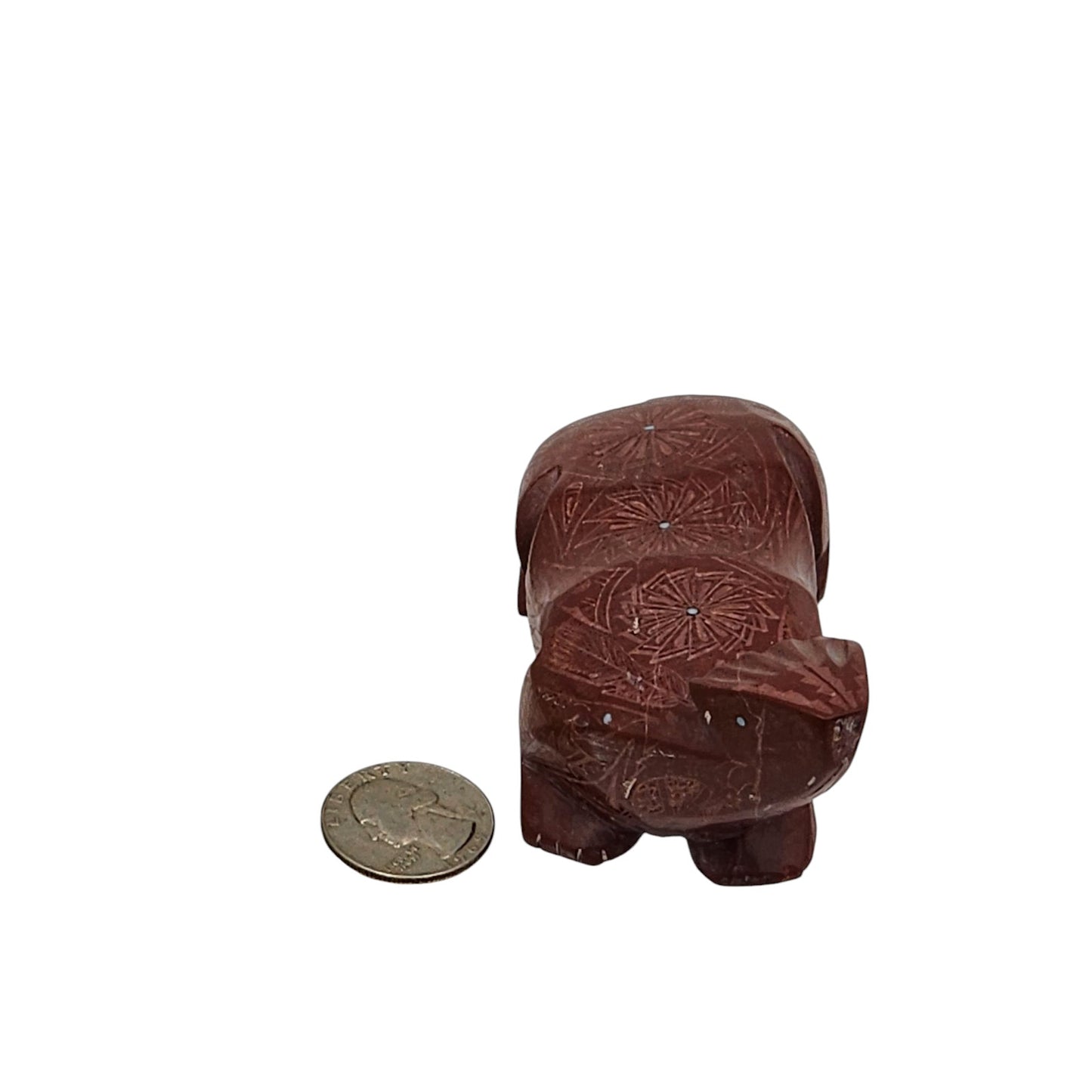 Native American Zuni Bear Fetish Derrick Kaamasee Pipestone Carving Turquoise 4"