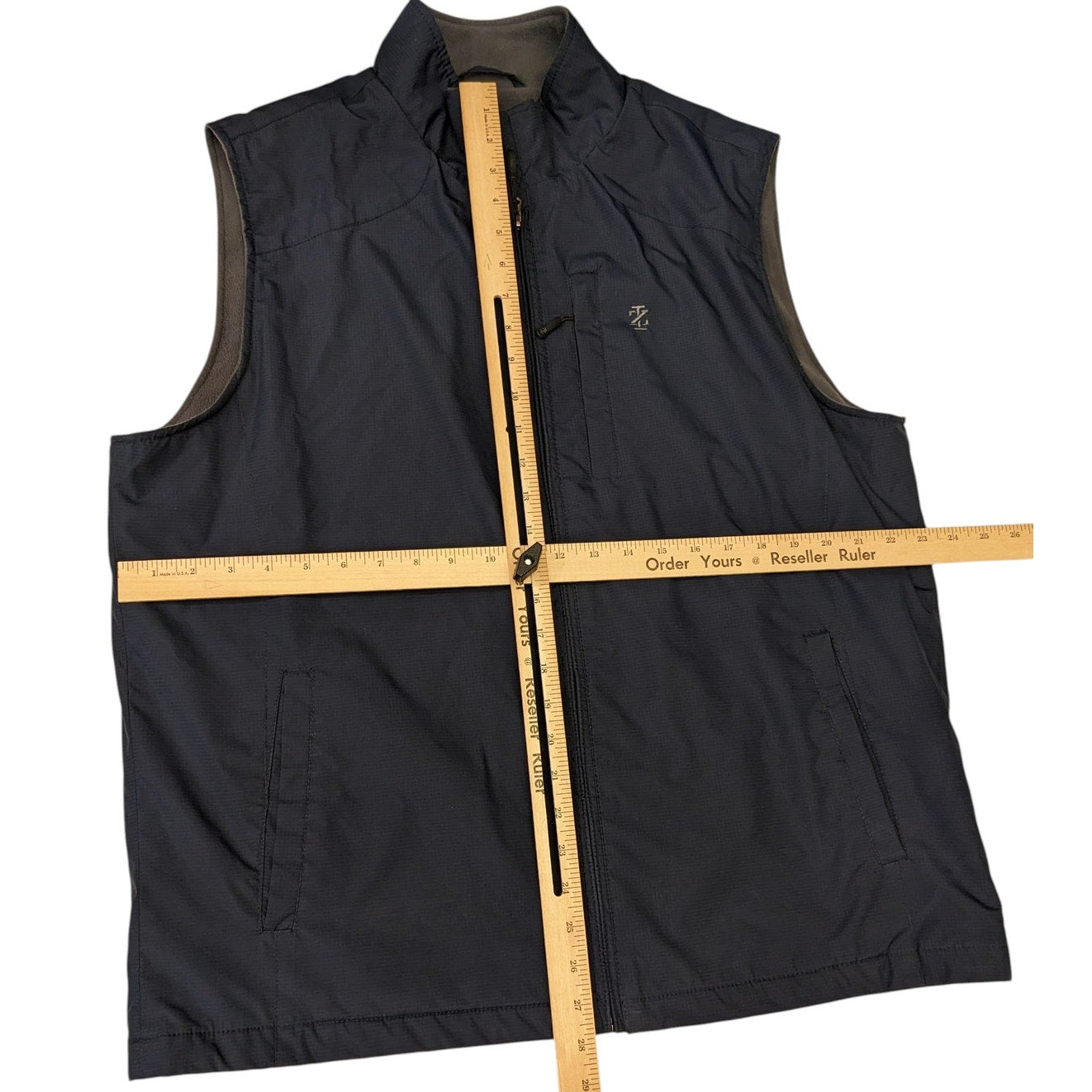 IZOD Fleece Lined Windbreaker Vest Mens Large Midnight Zip Up Golf Layer 606424