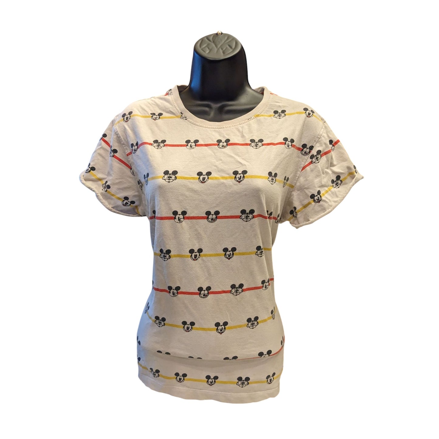 Bewakoof Mickey Mouse Faces Graphic T Shirt Women Small Disney Tee Cartoon Print