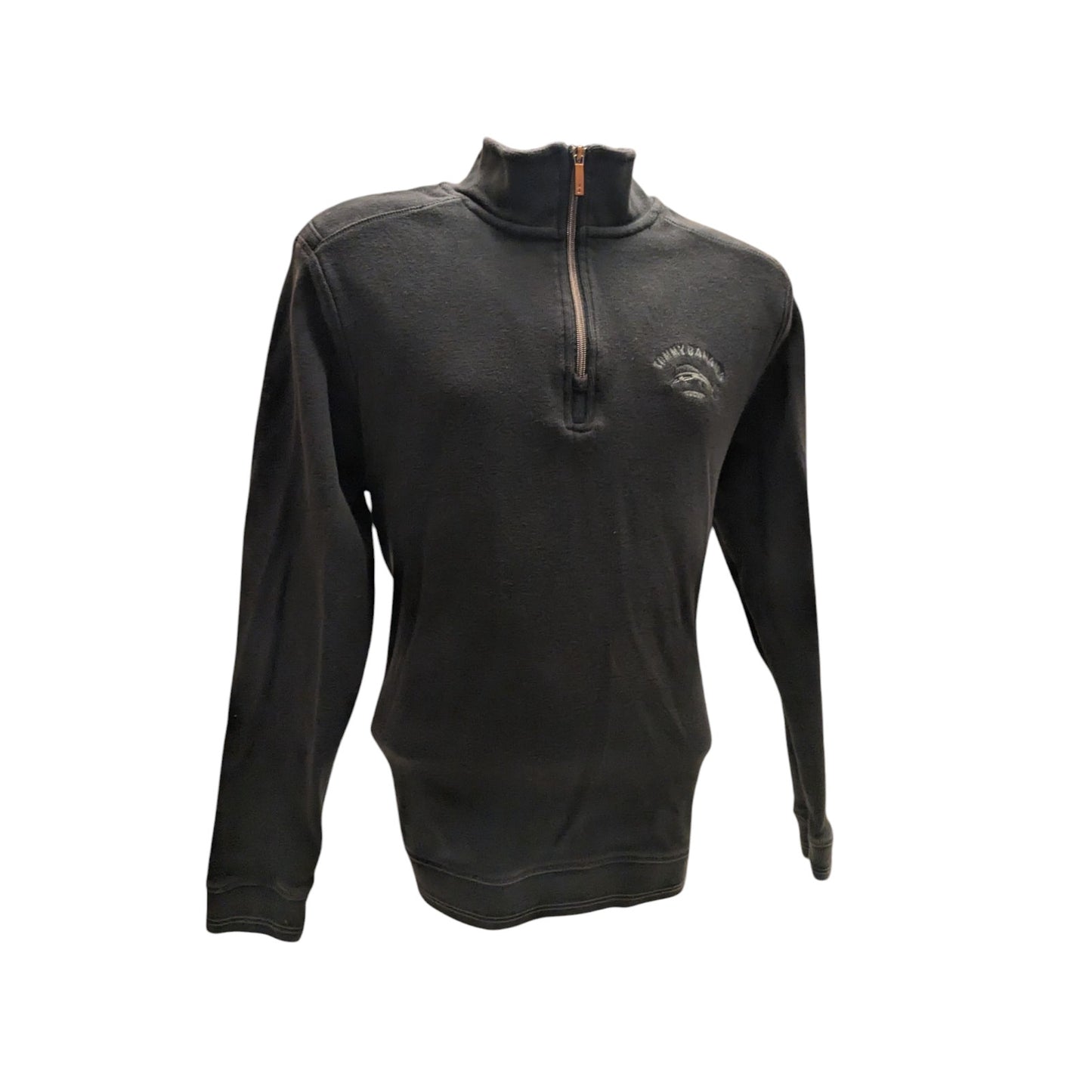 Tommy Bahama Pullover Mens Medium Black Cotton Sweatshirt Quarter Zip Casual