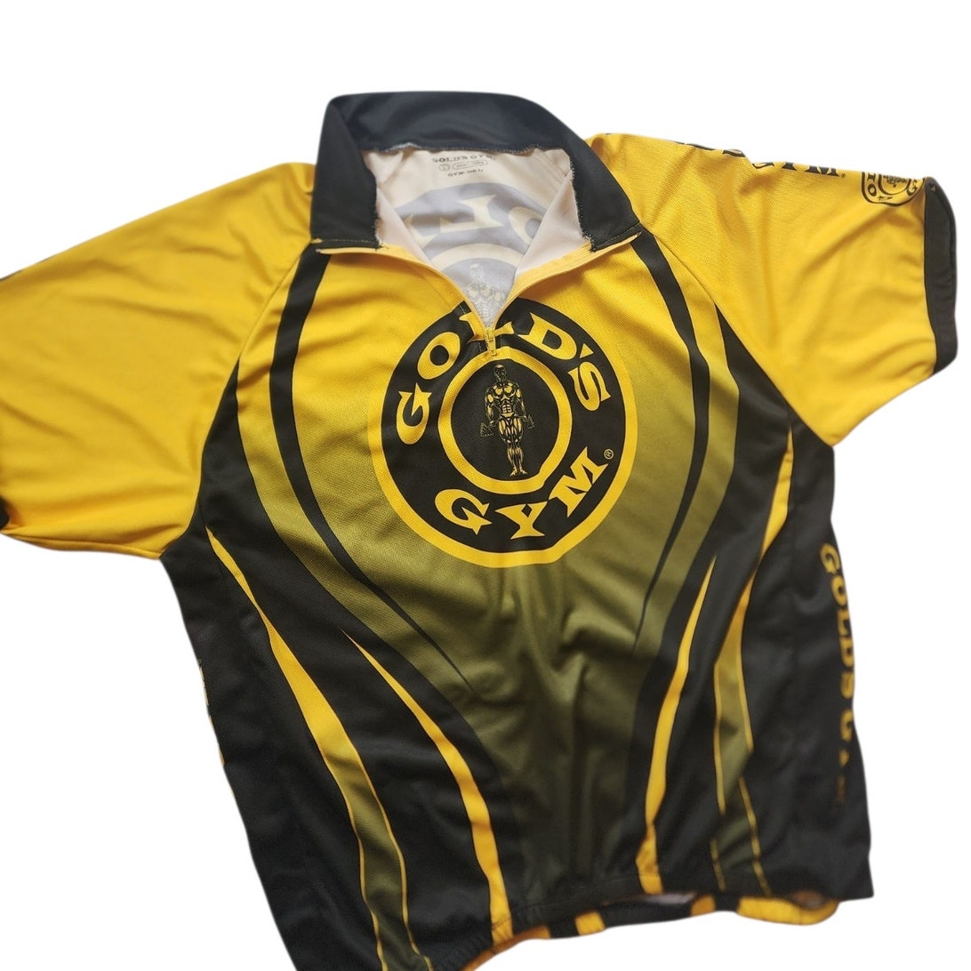 Golds Gym Cycling Jersey Mens Large Half Zip Short Sleeve Fitness Bodybuilding