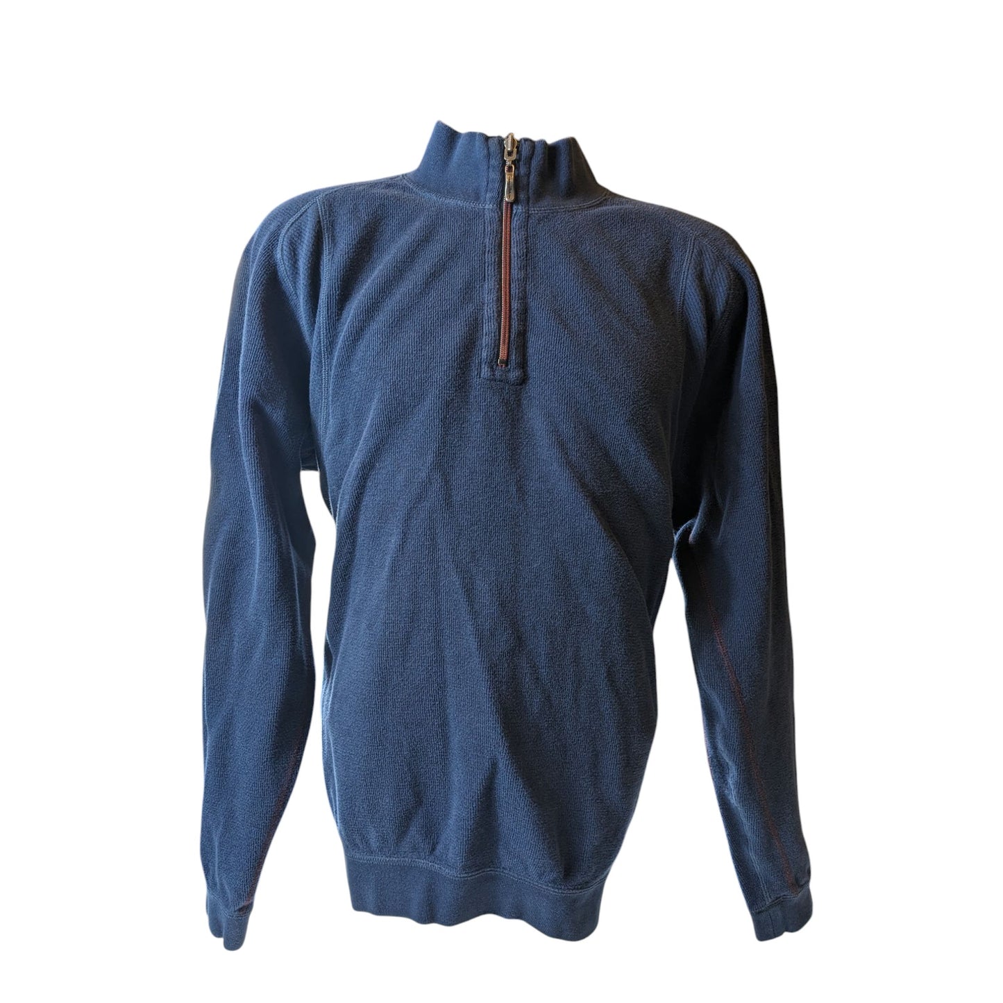 Tommy Bahama Pullover Sweatshirt Mens Large Zip Navy Blue Fleece Preppy Warm