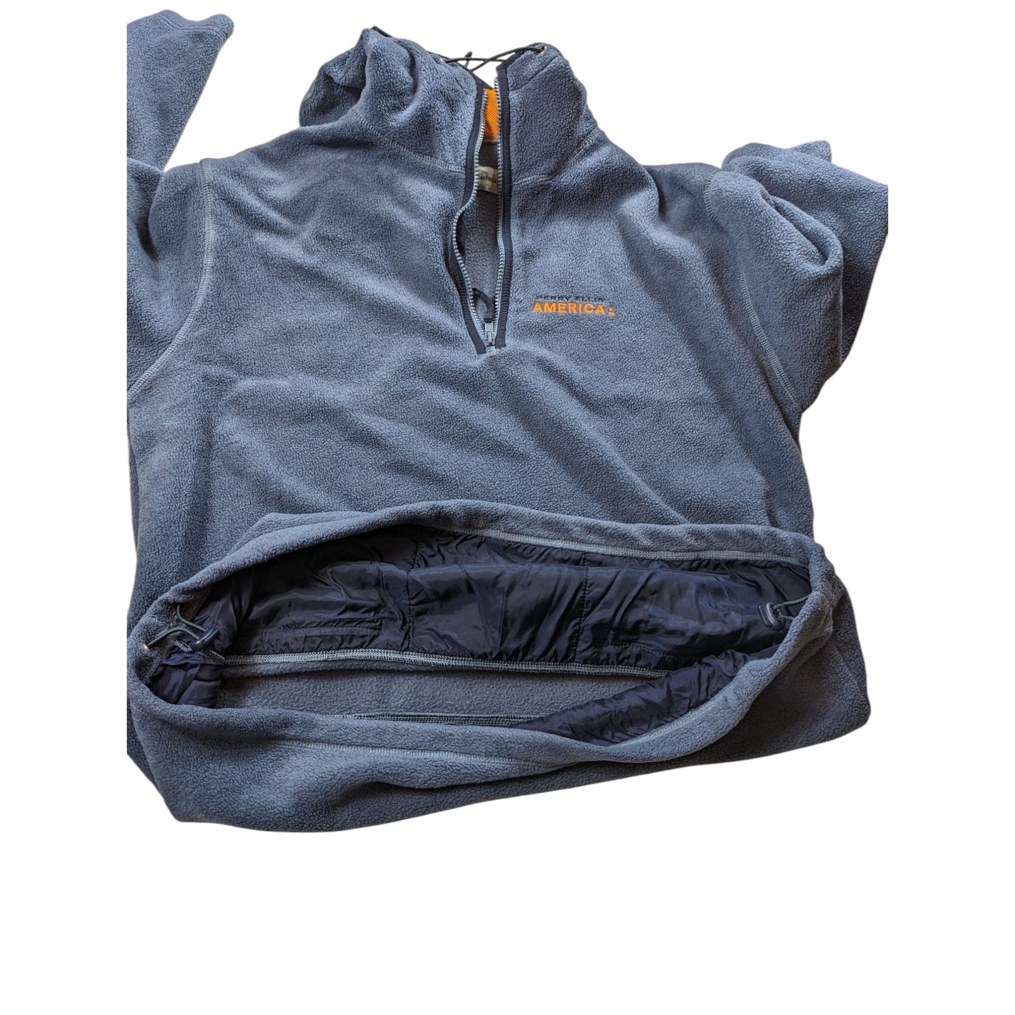 Perry Ellis Hoodie Mens Large Fleece Pullover Jacket Blue Zip Pockets Sweatshirt