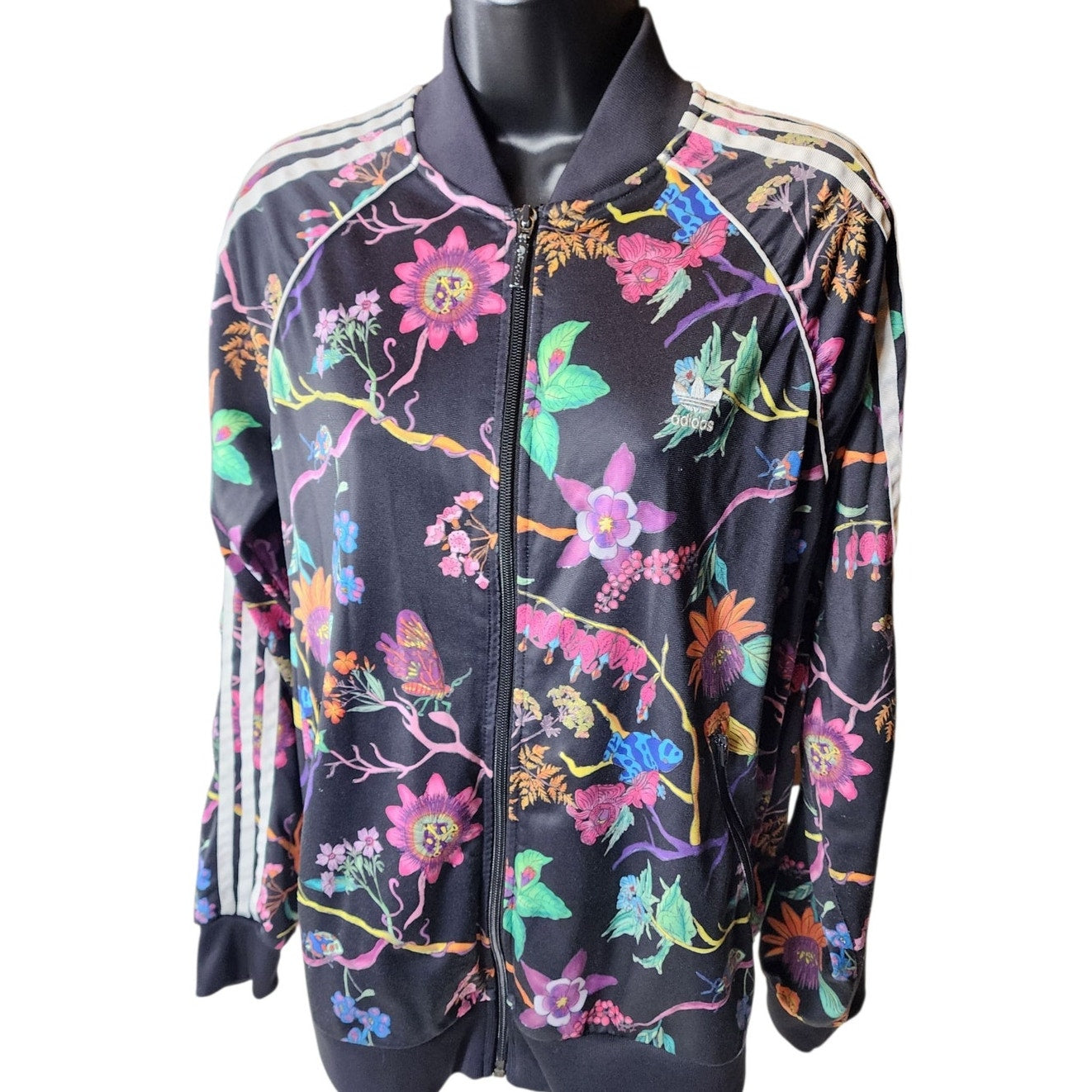 Adidas Originals Track Jacket Large Poisonous Garden Floral Zip Retro Streetwear