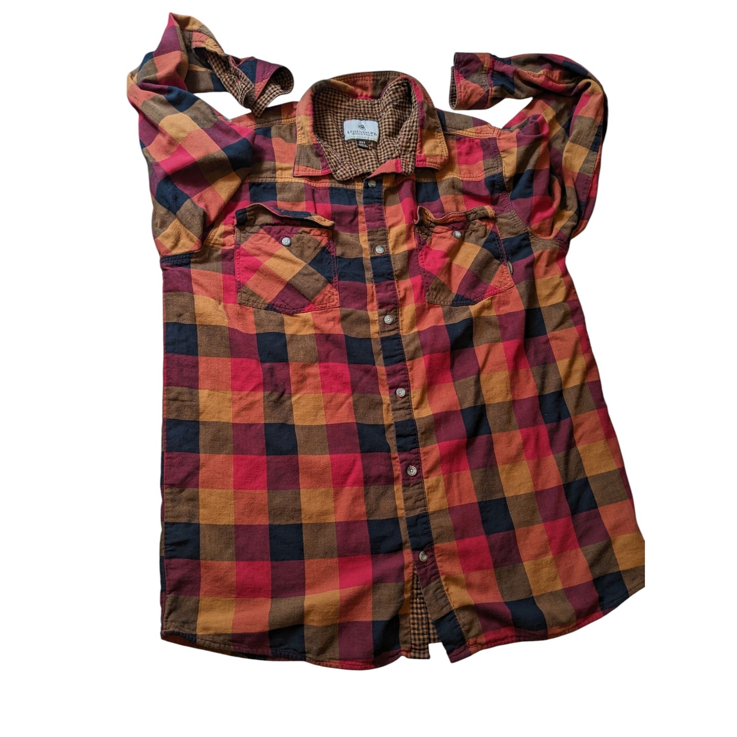 Legendary Whitetails Flannel Shirt Men 2XLT Buffalo Plaid Button Up Lumberjack