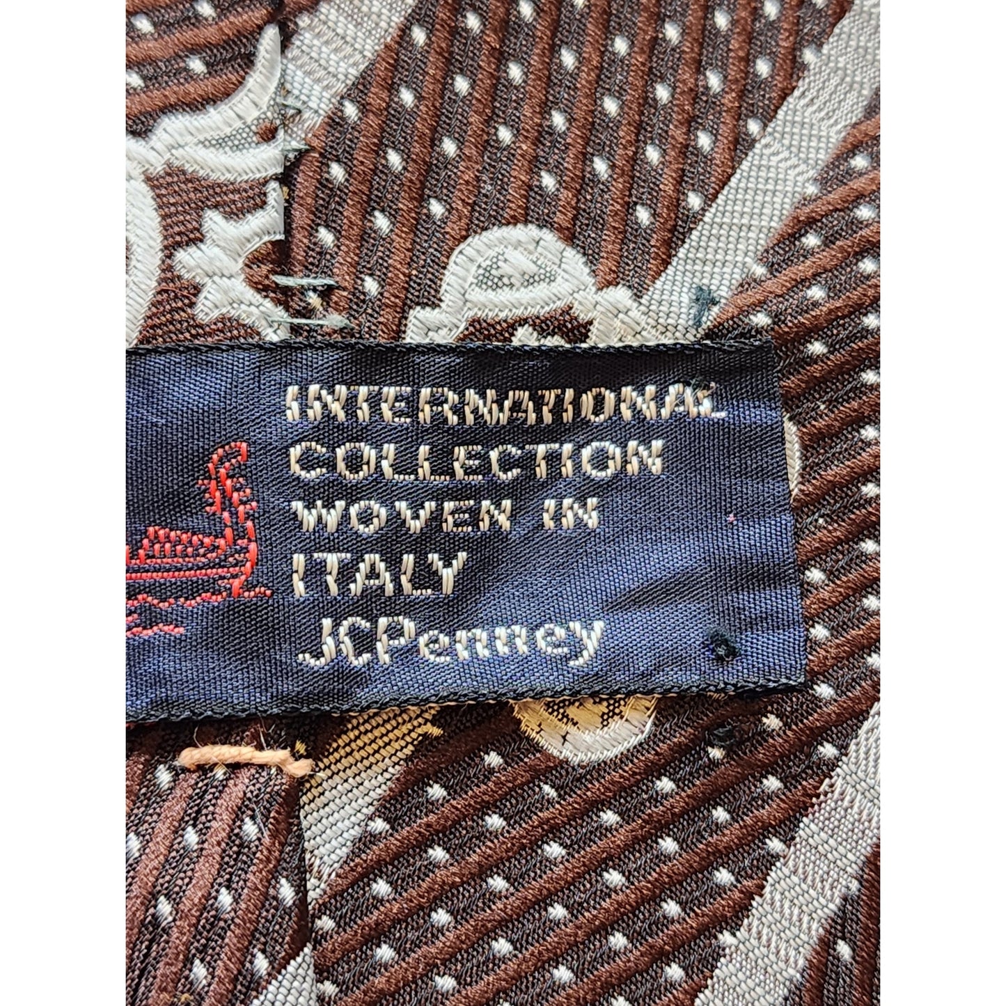 Vintage Towncraft JCPenney Mens Tie Brown Geometric Necktie Striped Classic