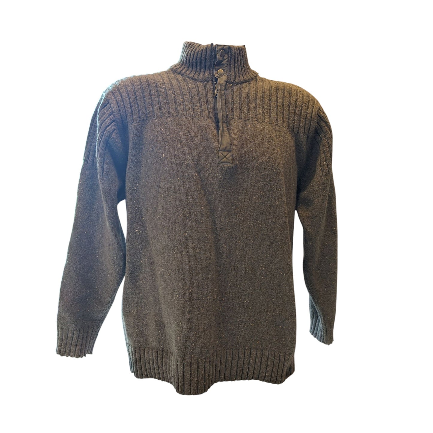 Columbia Sweater Mens Medium XCO Quarter Snap Gray Wool Blend Pullover Mock Neck