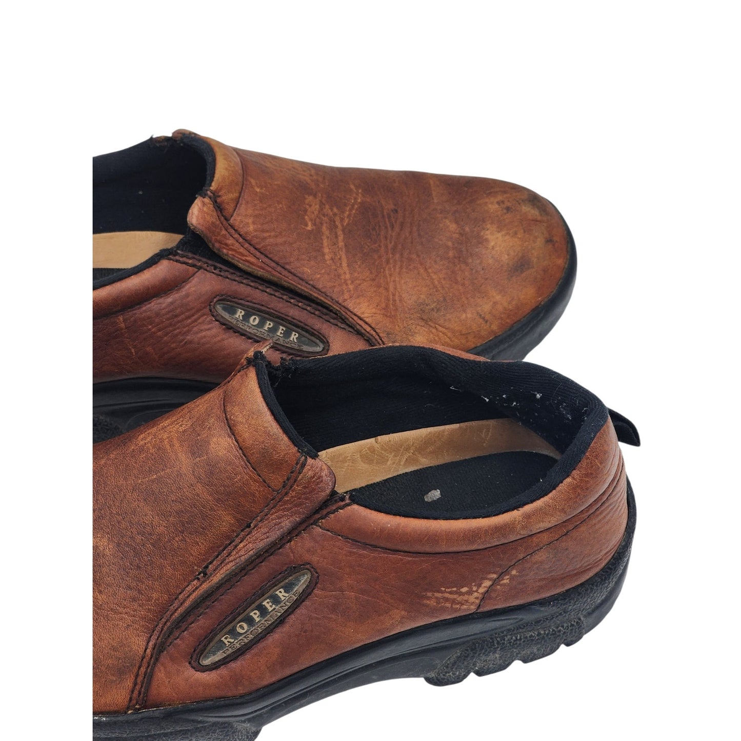 Roper Shoes Mens 12 Leather Slip On Performance Loafers Western 09-020-0601-0206