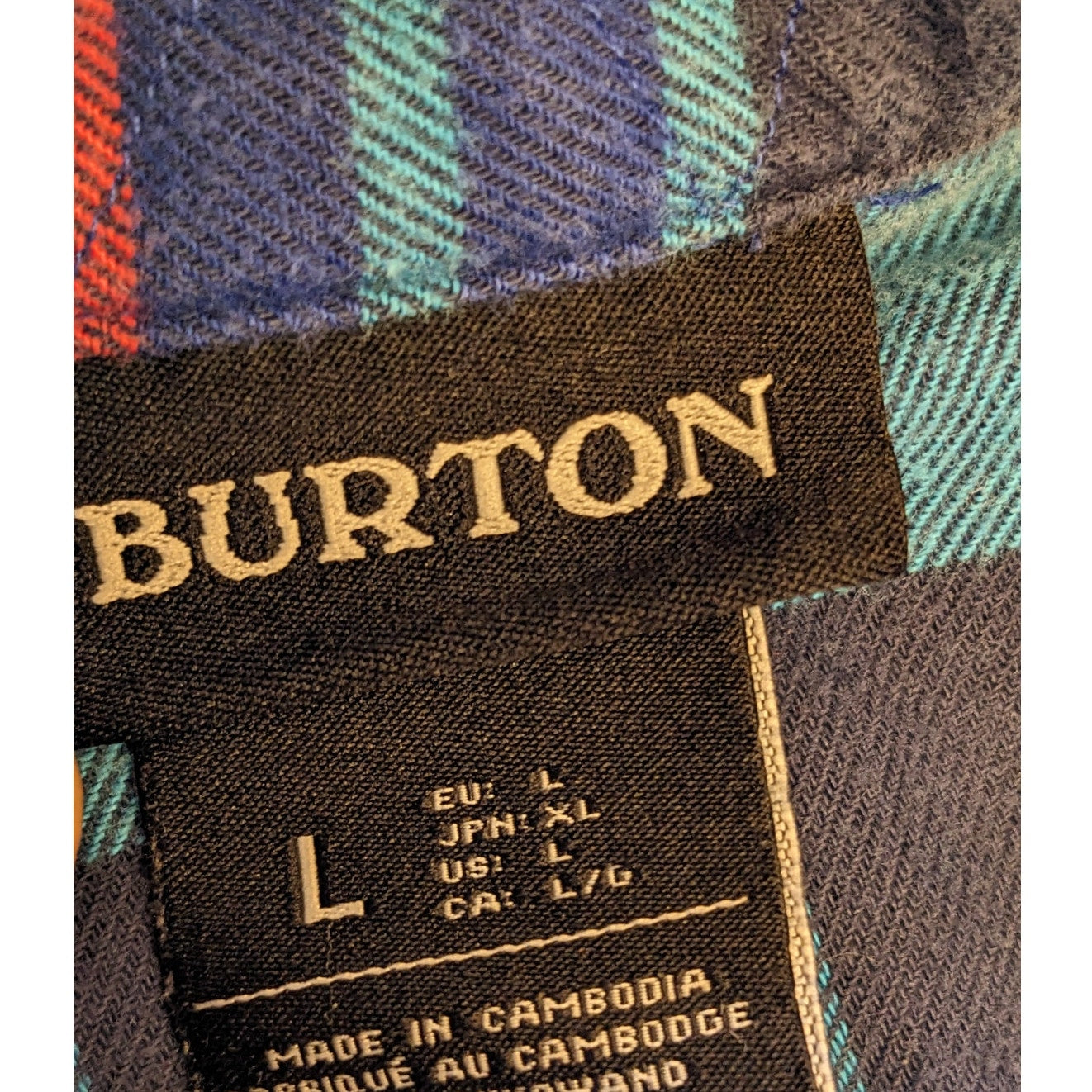 Burton Flannel Shirt Mens Large Plaid Button Up Long Sleeve Snowboarding Style