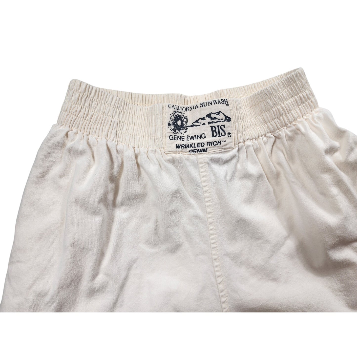 Gene Ewing BIS California Sunwash Wrinkled Rich Denim Shorts Small High Rise USA