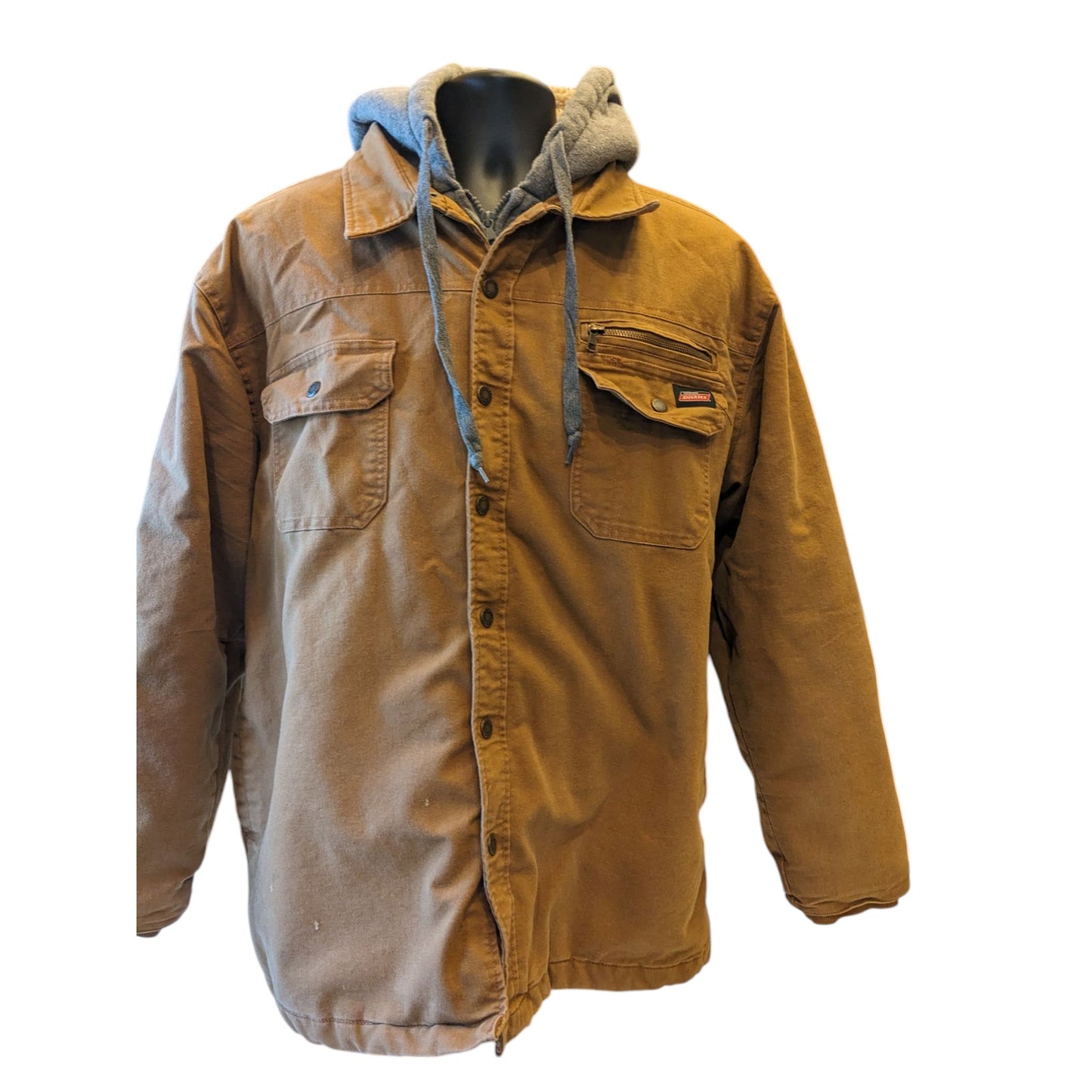 Dickies Jacket Mens XL Sherpa Lined Canvas Hooded Workwear Coat Utility Zip Snap