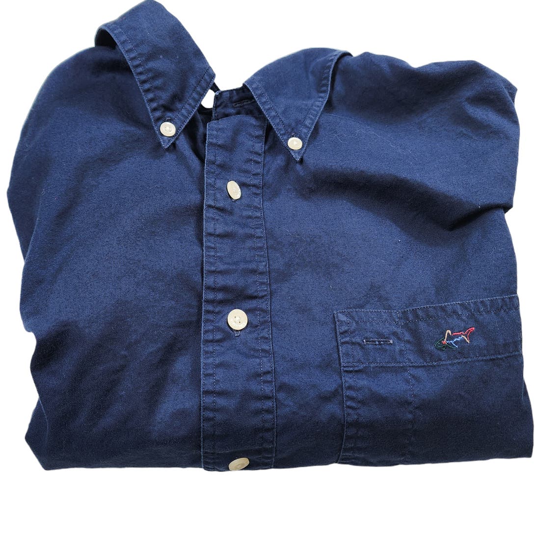 Greg Norman Golf Shirt Mens Size XL Long Sleeve Blue Sports Button Down Collar