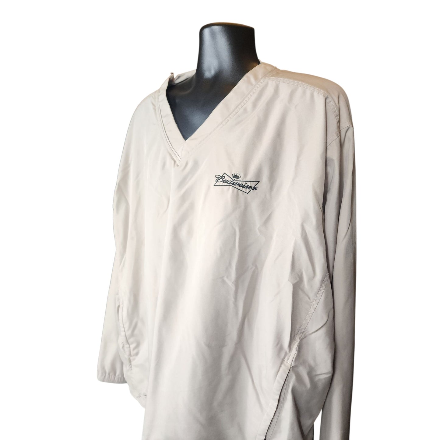 Vansport Budweiser Pullover Windbreaker Mens 2XL Logo V-Neck Lightweight Jacket