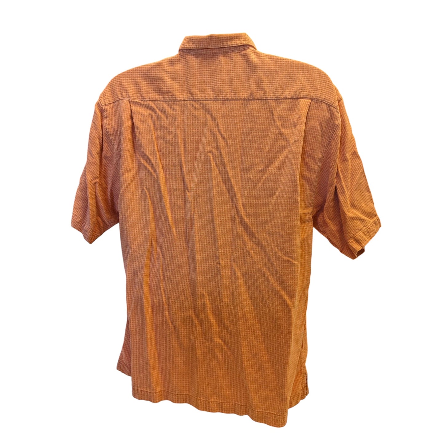 Tommy Bahama Silk Shirt Mens Large Orange Check Short Sleeve Button Beach Resort