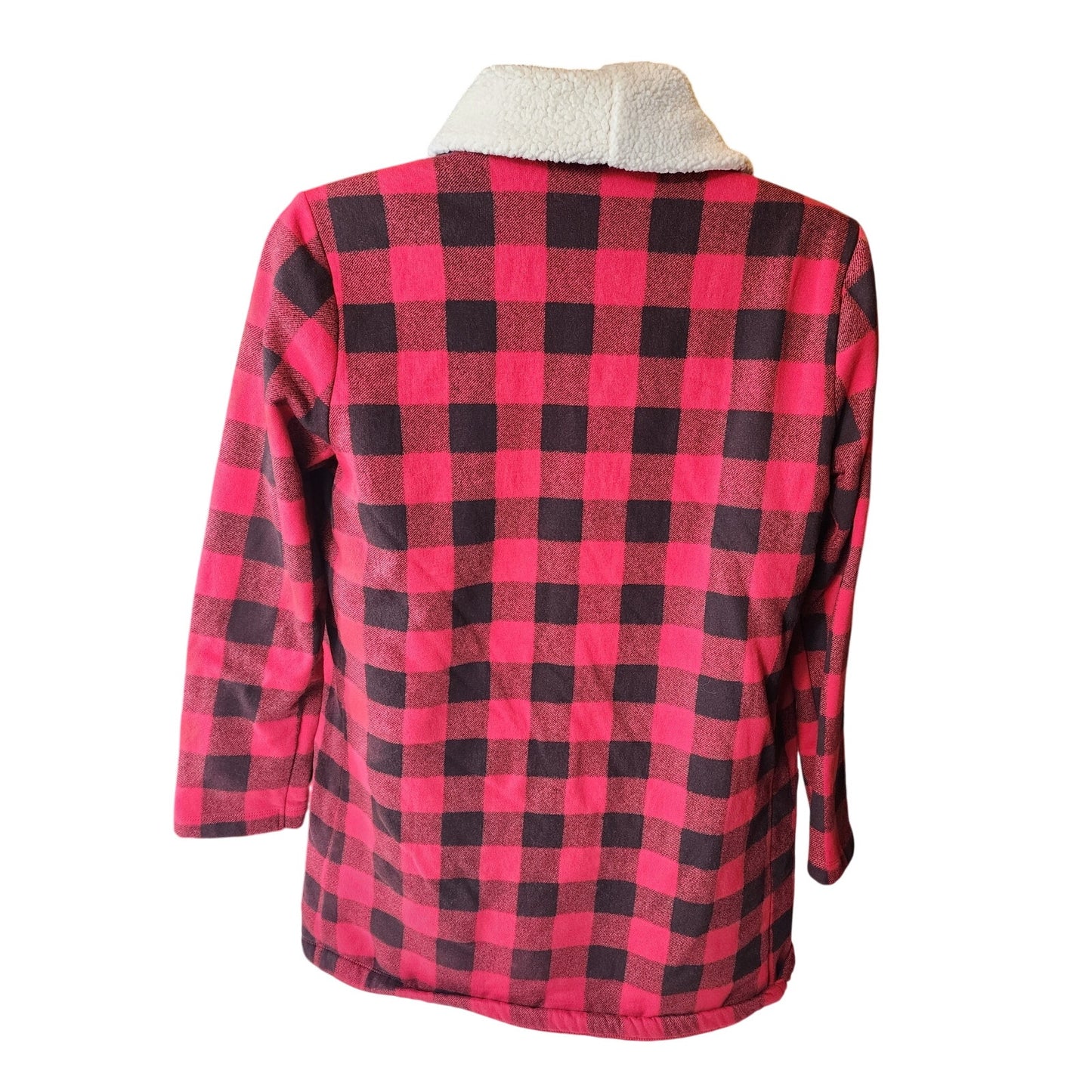 Eddie Bauer Buffalo Plaid Sherpa Lined Open Jacket Medium Cabin Flannel Shacket